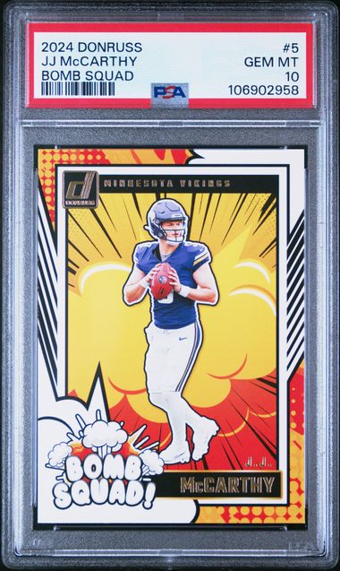 2024 Panini Donruss Bomb Squad Jj Mccarthy #5 Gem Mt 10 front
