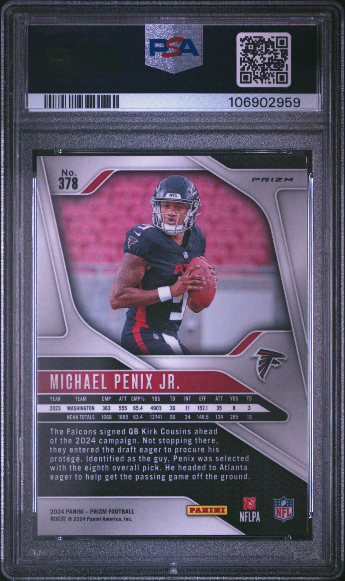 2024 Panini Prizm Michael Penix Jr. #378 (Silver Prizm) Nm-Mt 8 back