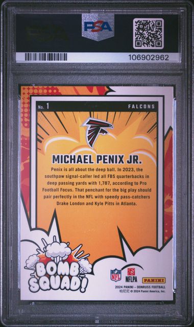 2024 Panini Donruss Bomb Squad Michael Penix Jr. #1 Gem Mt 10 back
