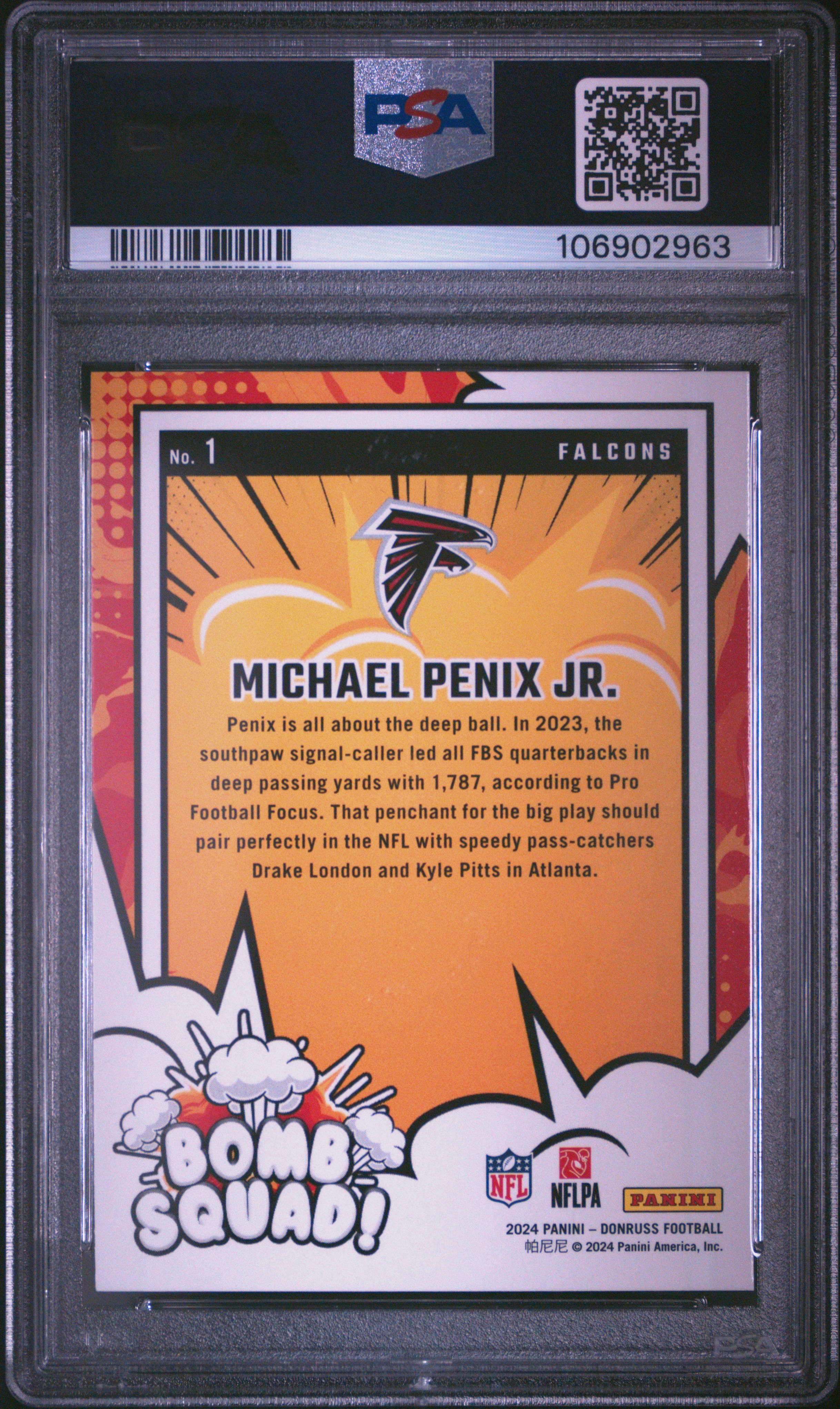 2024 Panini Donruss Bomb Squad Michael Penix Jr. #1 Mint 9 back