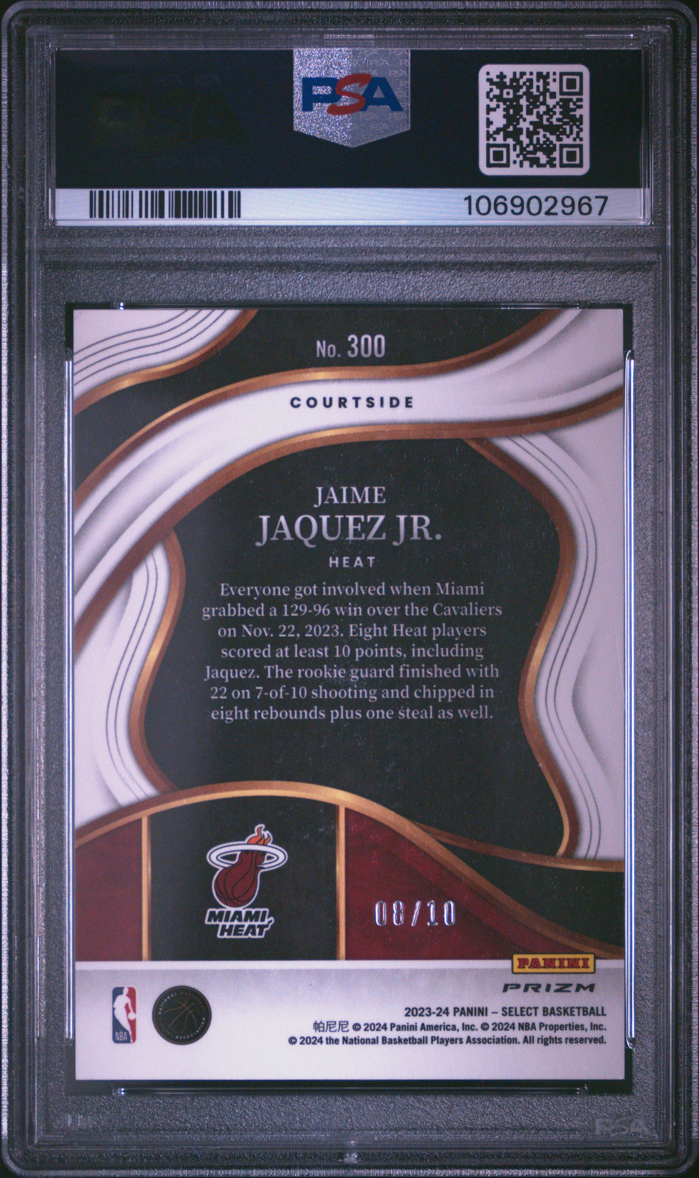 2023 Panini Select Jaime Jaquez Jr. #300 (Gold Cracked Ice) Gem Mt 10 back