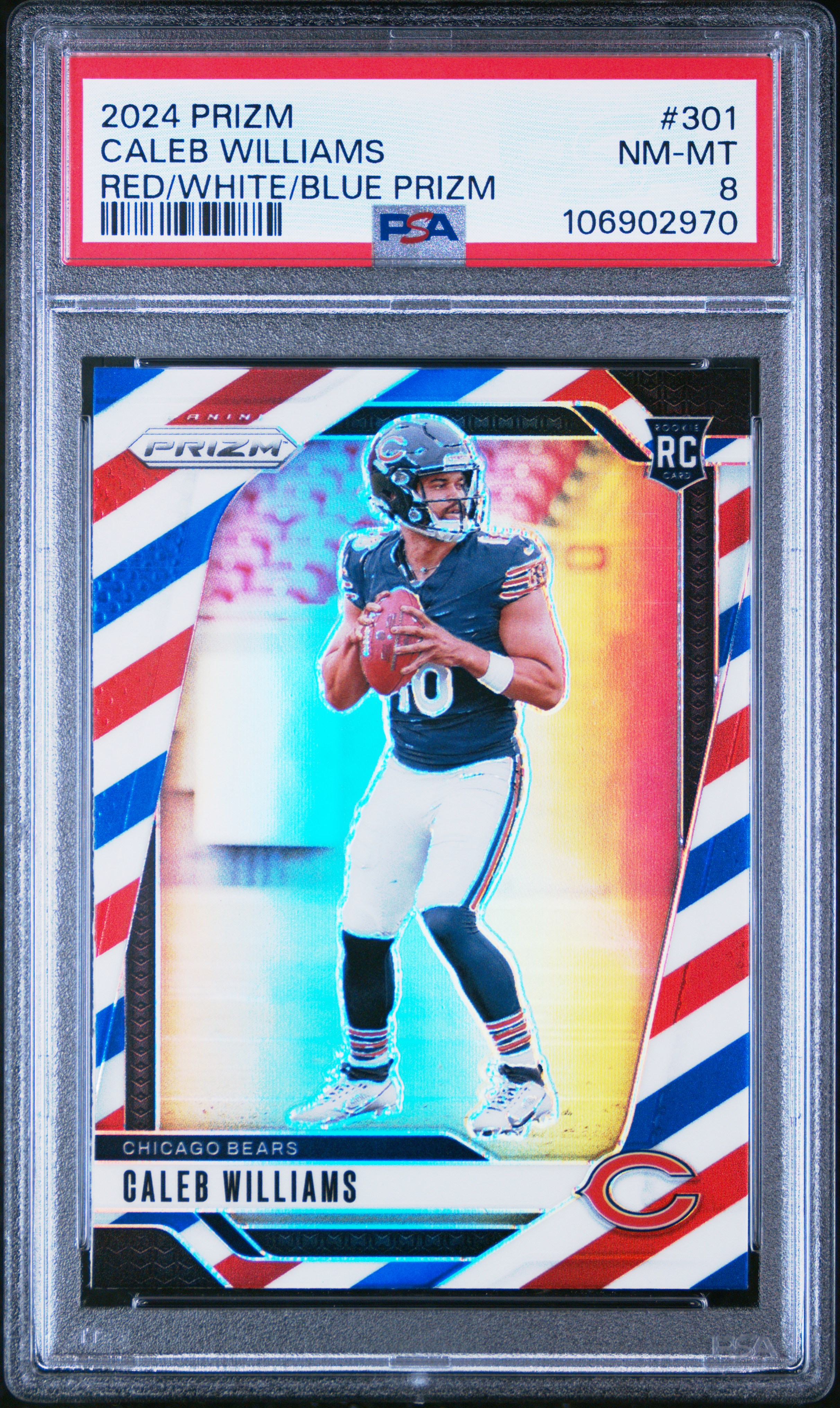 2024 Panini Prizm Caleb Williams #301 (Red/White/Blue Prizm) Nm-Mt 8 front