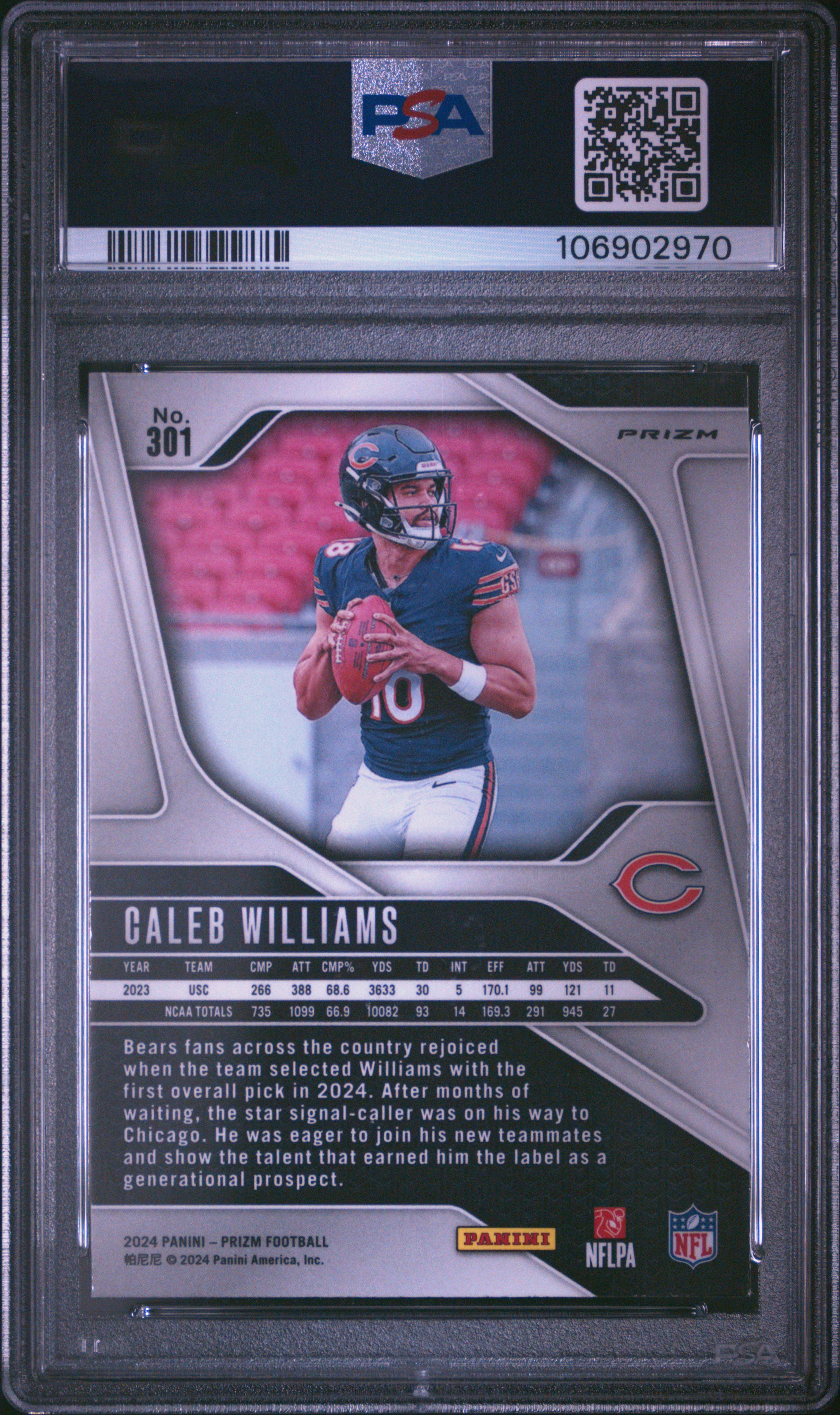 2024 Panini Prizm Caleb Williams #301 (Red/White/Blue Prizm) Nm-Mt 8 back