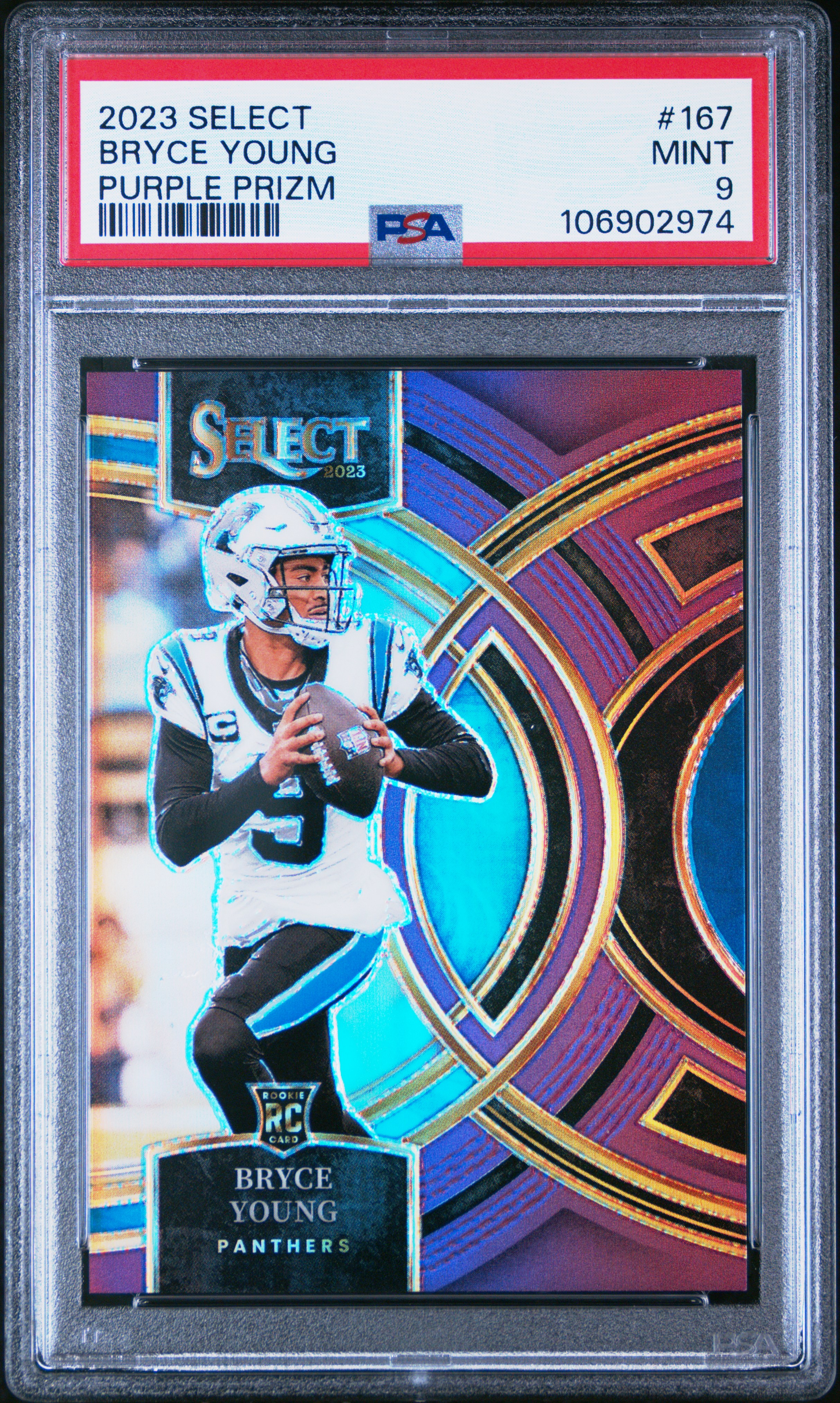 2023 Panini Select Bryce Young #167 (Purple Prizm) Mint 9 front