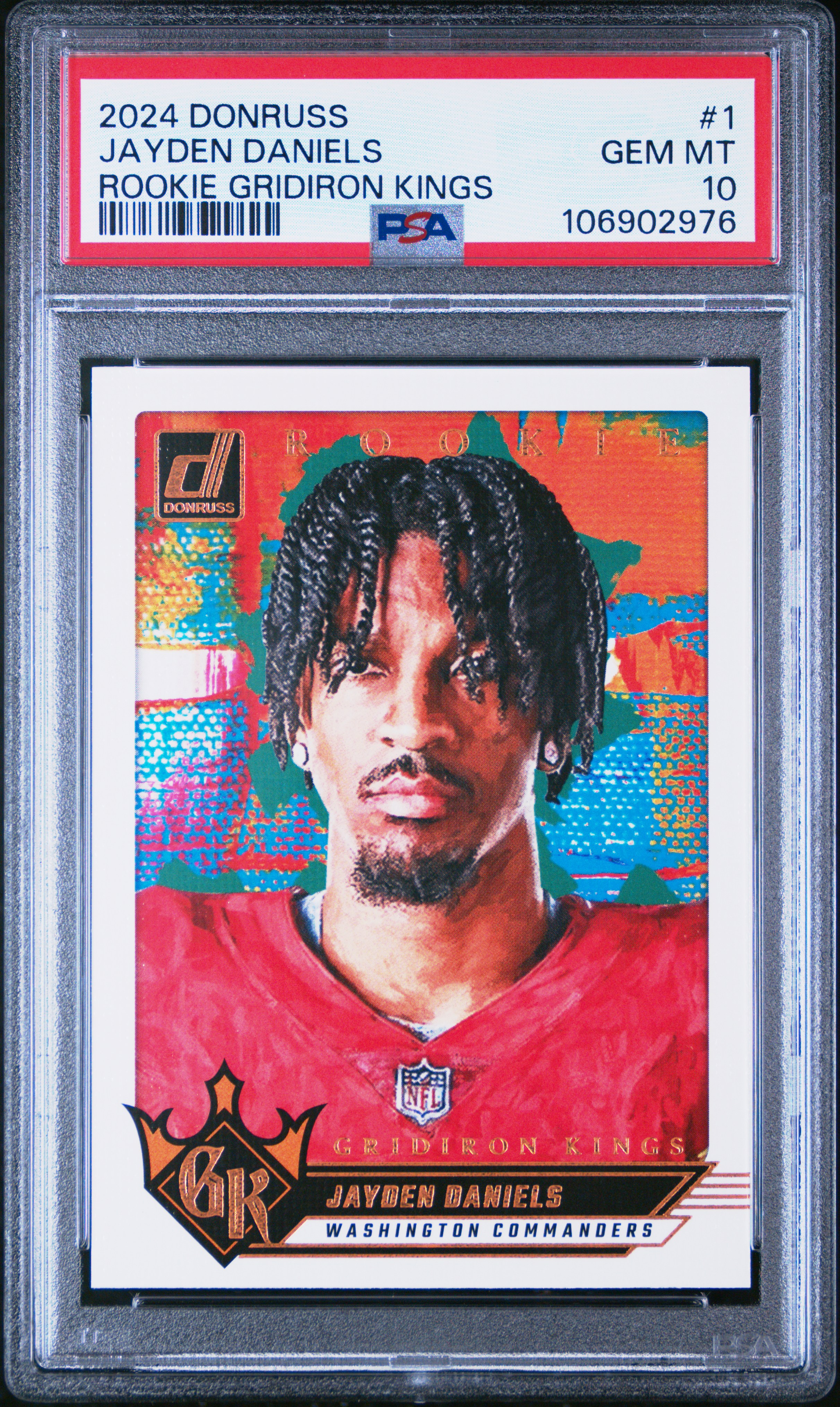 2024 Panini Donruss Rookie Gridiron Kings Jayden Daniels #1 Gem Mt 10 front