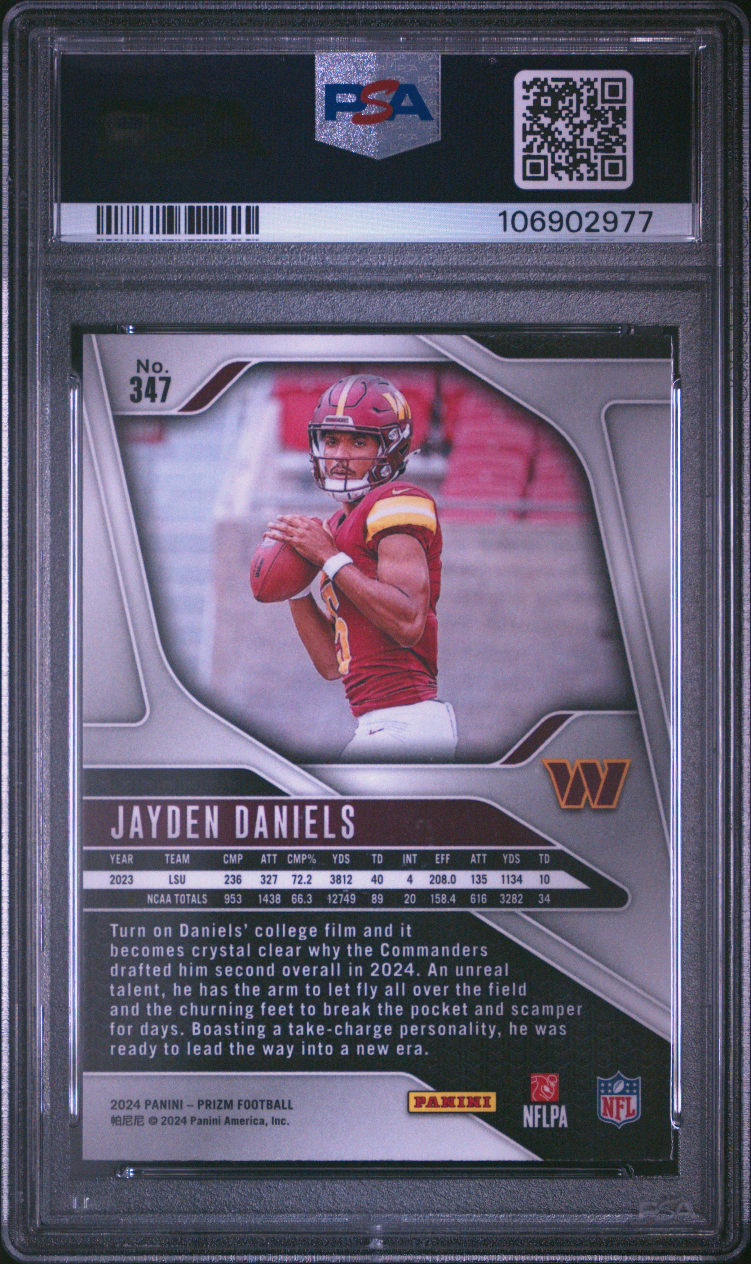 2024 Panini Prizm Jayden Daniels #347 Mint 9 back