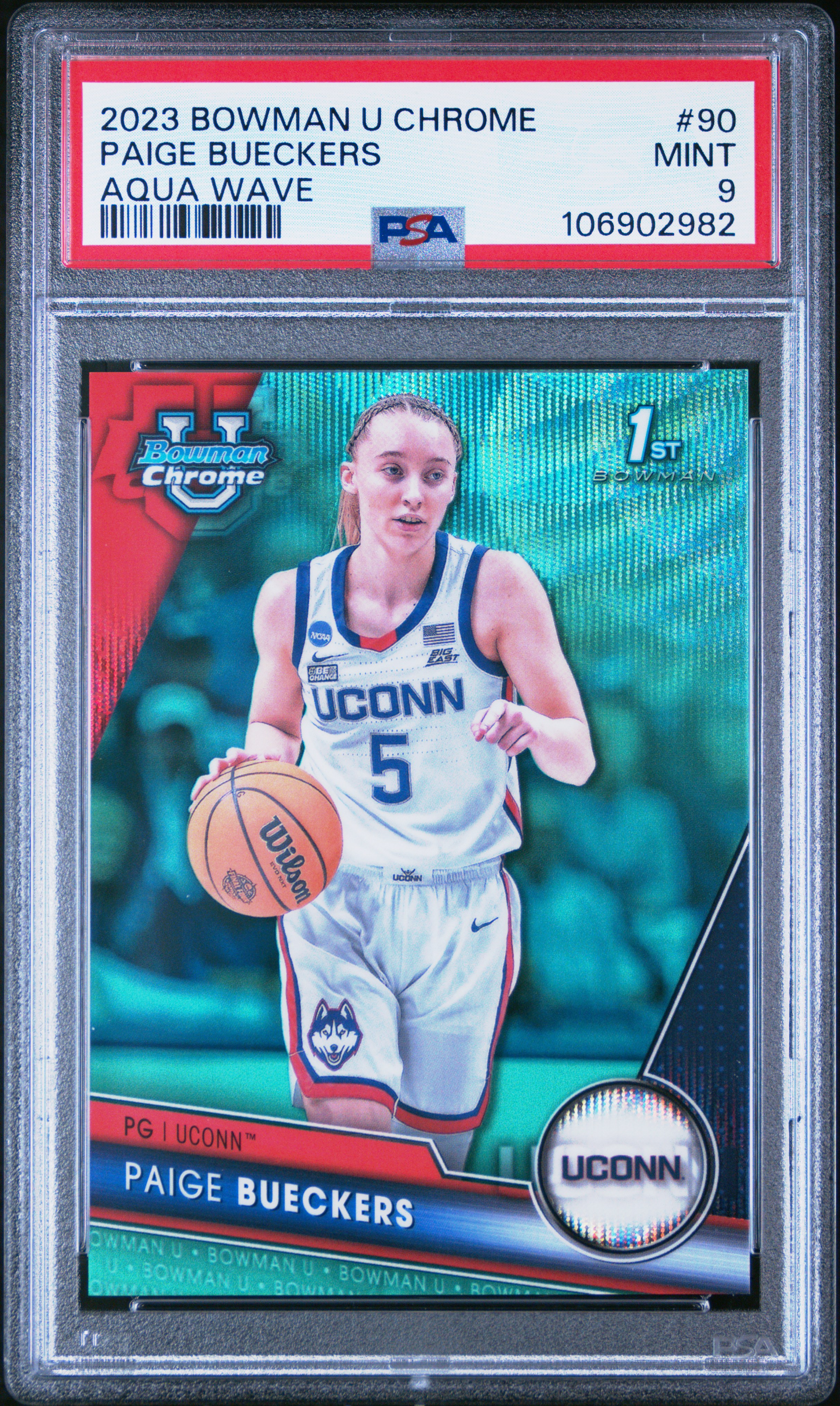 2023 Bowman University Chrome Paige Bueckers #90 (Aqua Wave) Mint 9 front