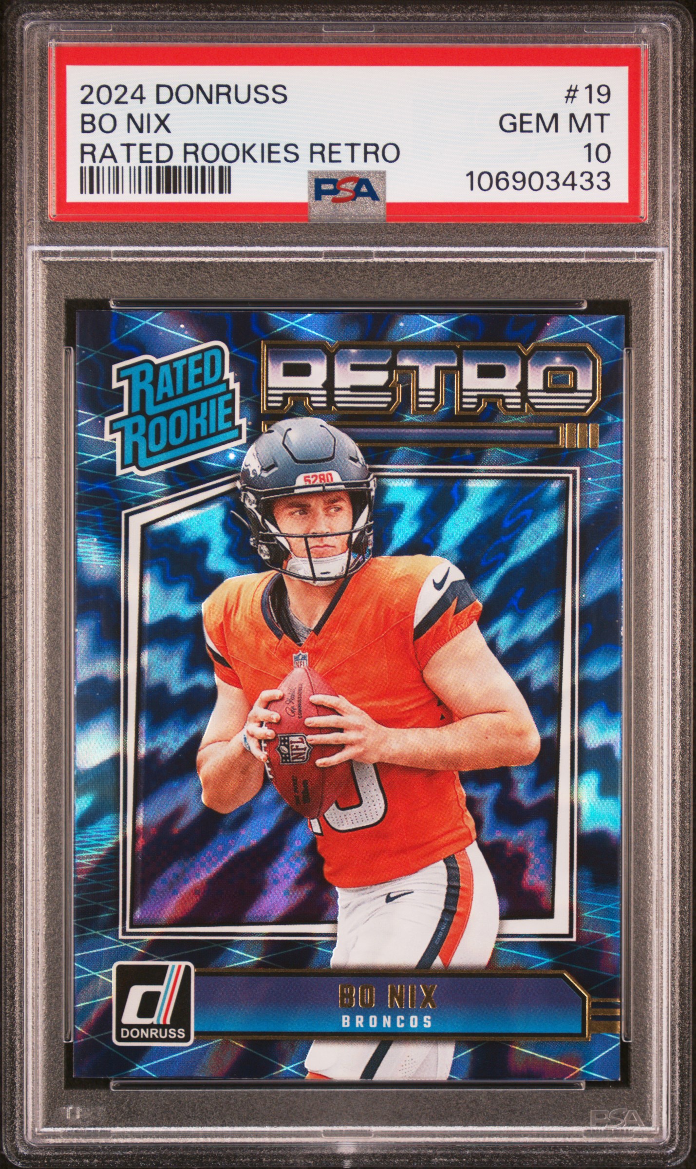 2024 Panini Donruss Rated Rookies Retro Bo Nix #19 Gem Mt 10 front