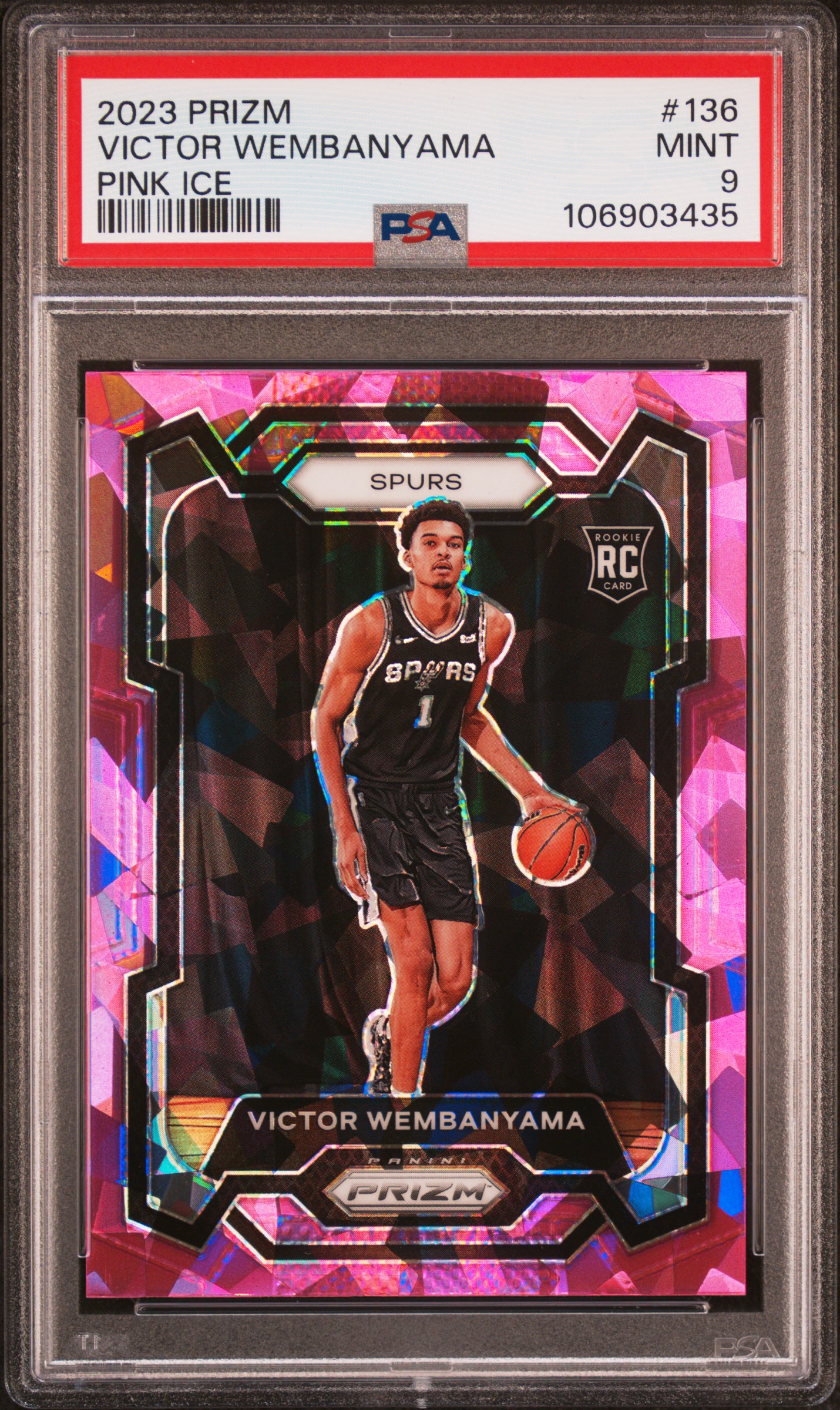 2023 Panini Prizm Victor Wembanyama #136 (Pink Ice) Mint 9 front