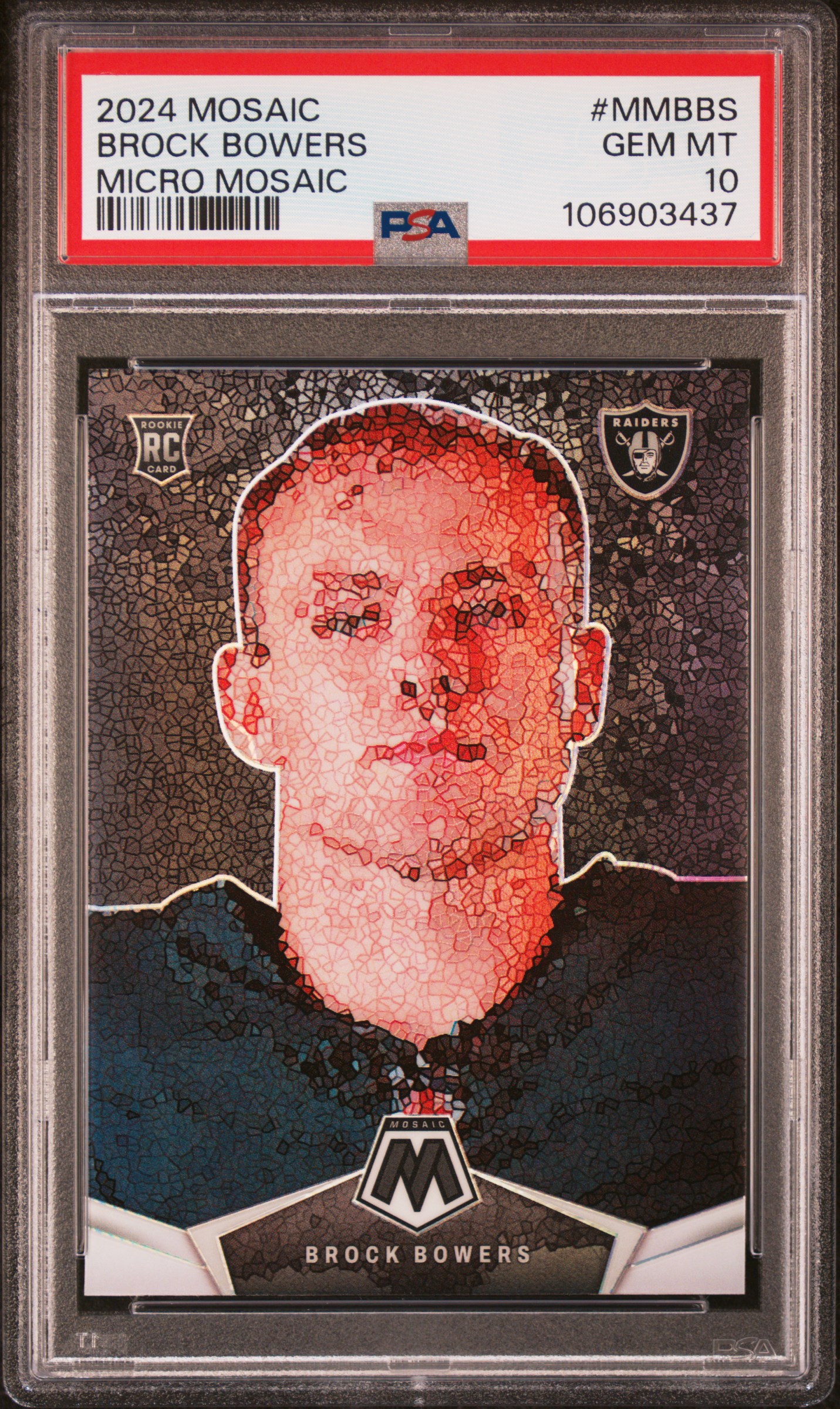 2024 Panini Mosaic Micro Mosaic Brock Bowers #Mmbbs Gem Mt 10 front