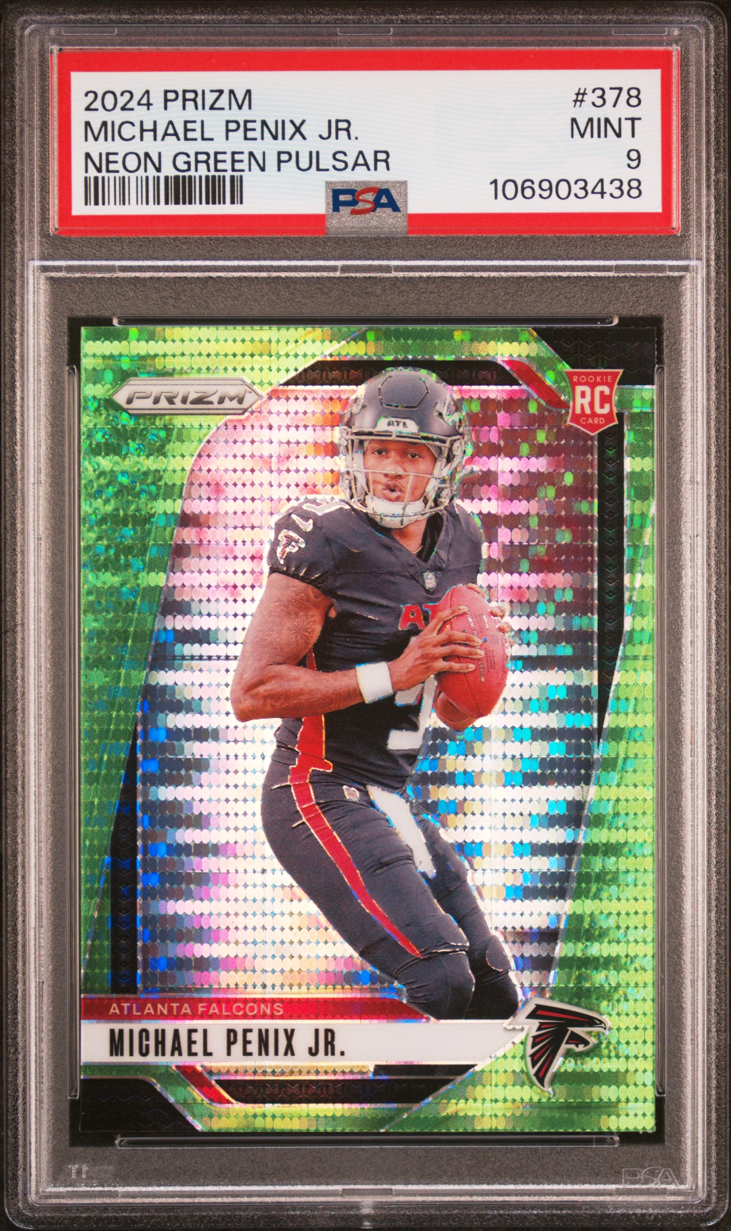 2024 Panini Prizm Michael Penix Jr. #378 (Neon Green Pulsar) Mint 9 front