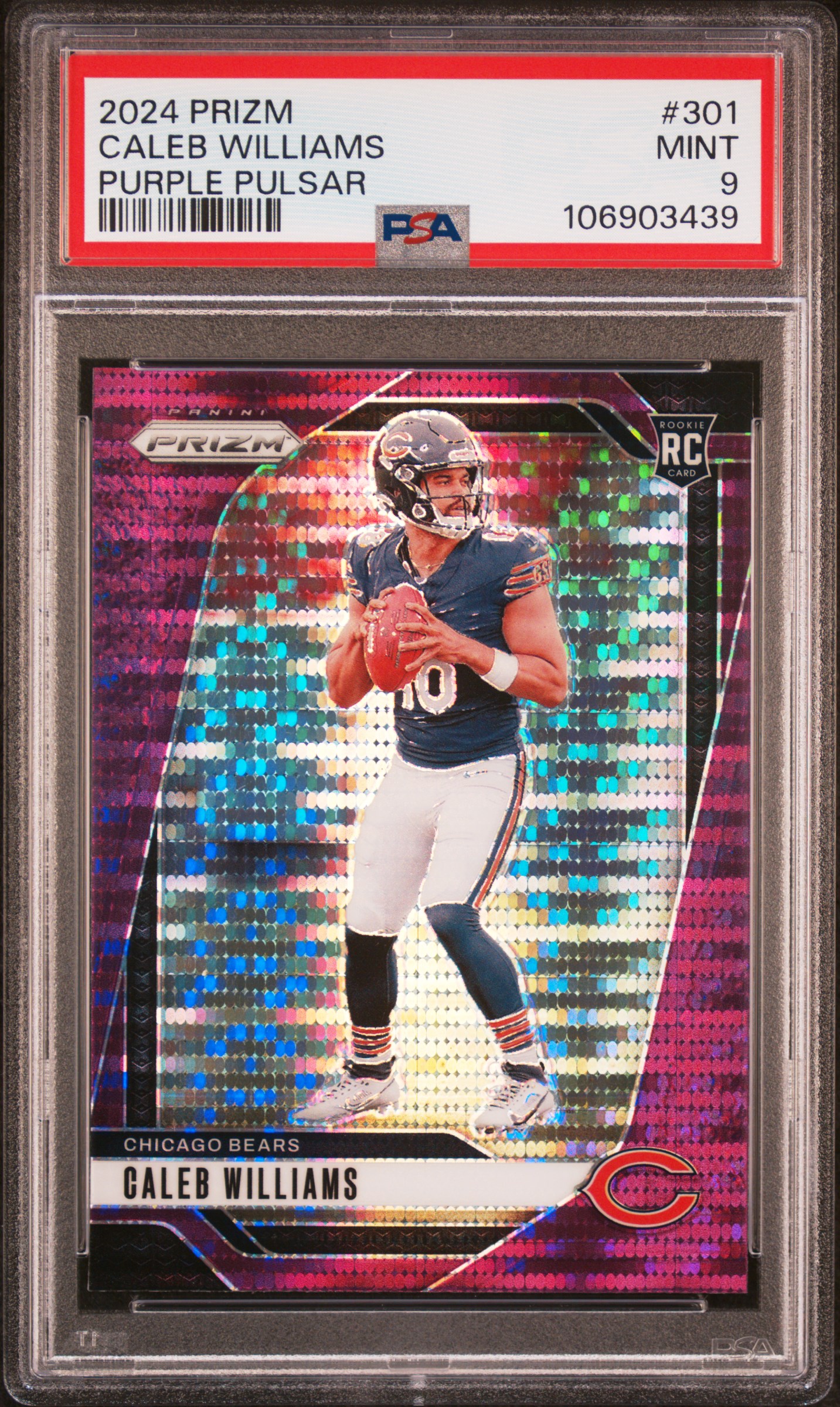 2024 Panini Prizm Caleb Williams #301 (Purple Pulsar) Mint 9 front