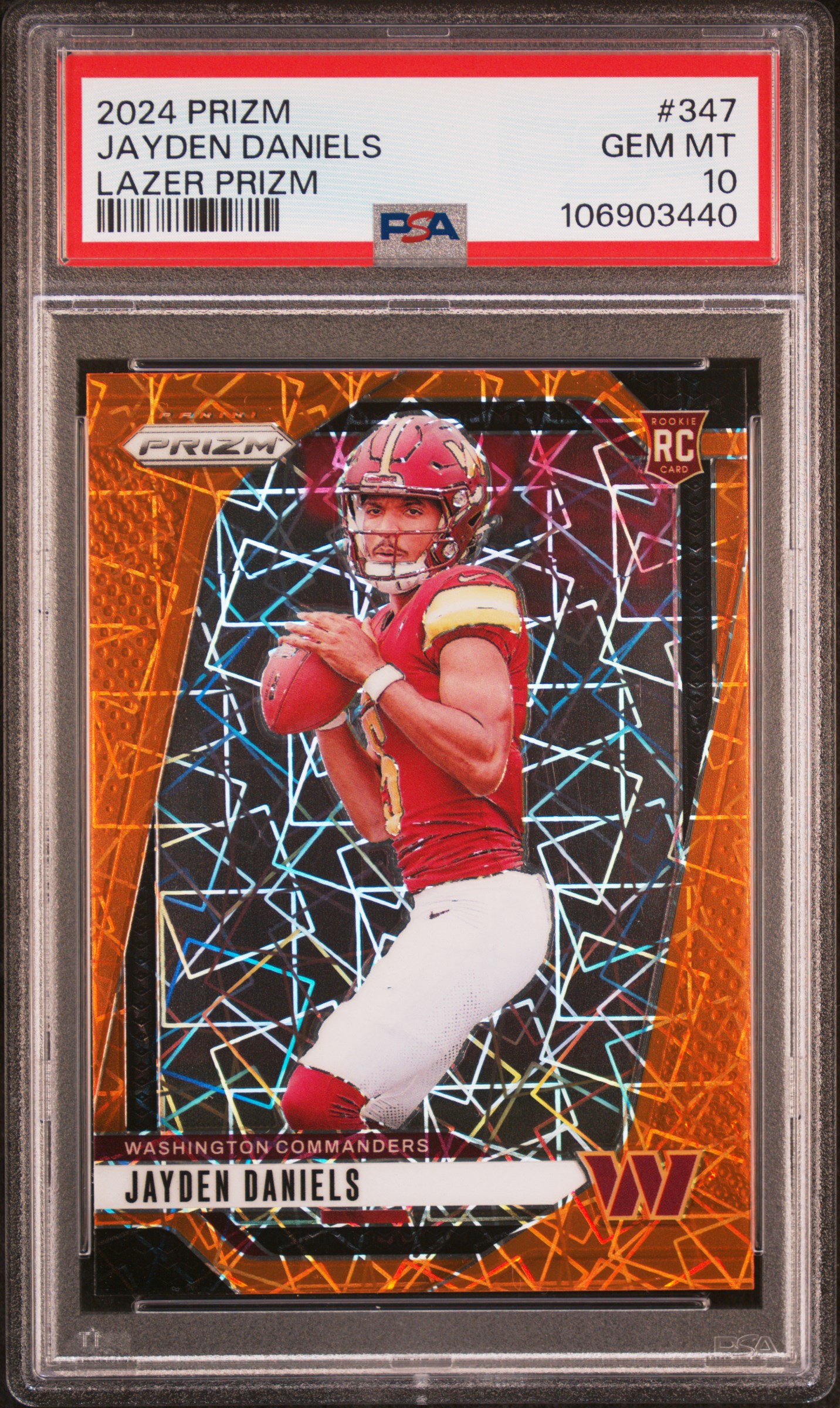 2024 Panini Prizm Jayden Daniels #347 (Lazer Prizm) Gem Mt 10 front