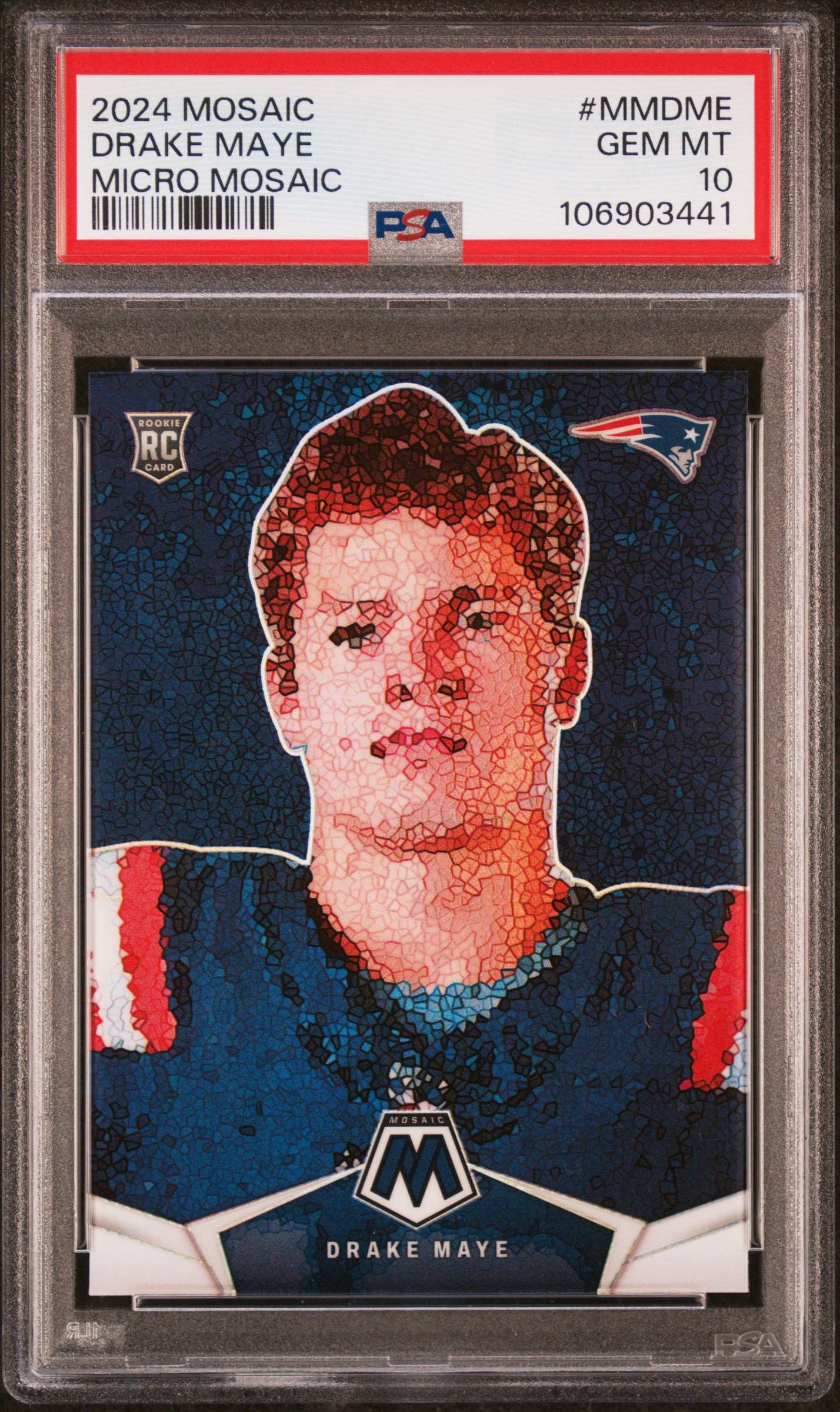 2024 Panini Mosaic Micro Mosaic Drake Maye #Mmdme Gem Mt 10 front