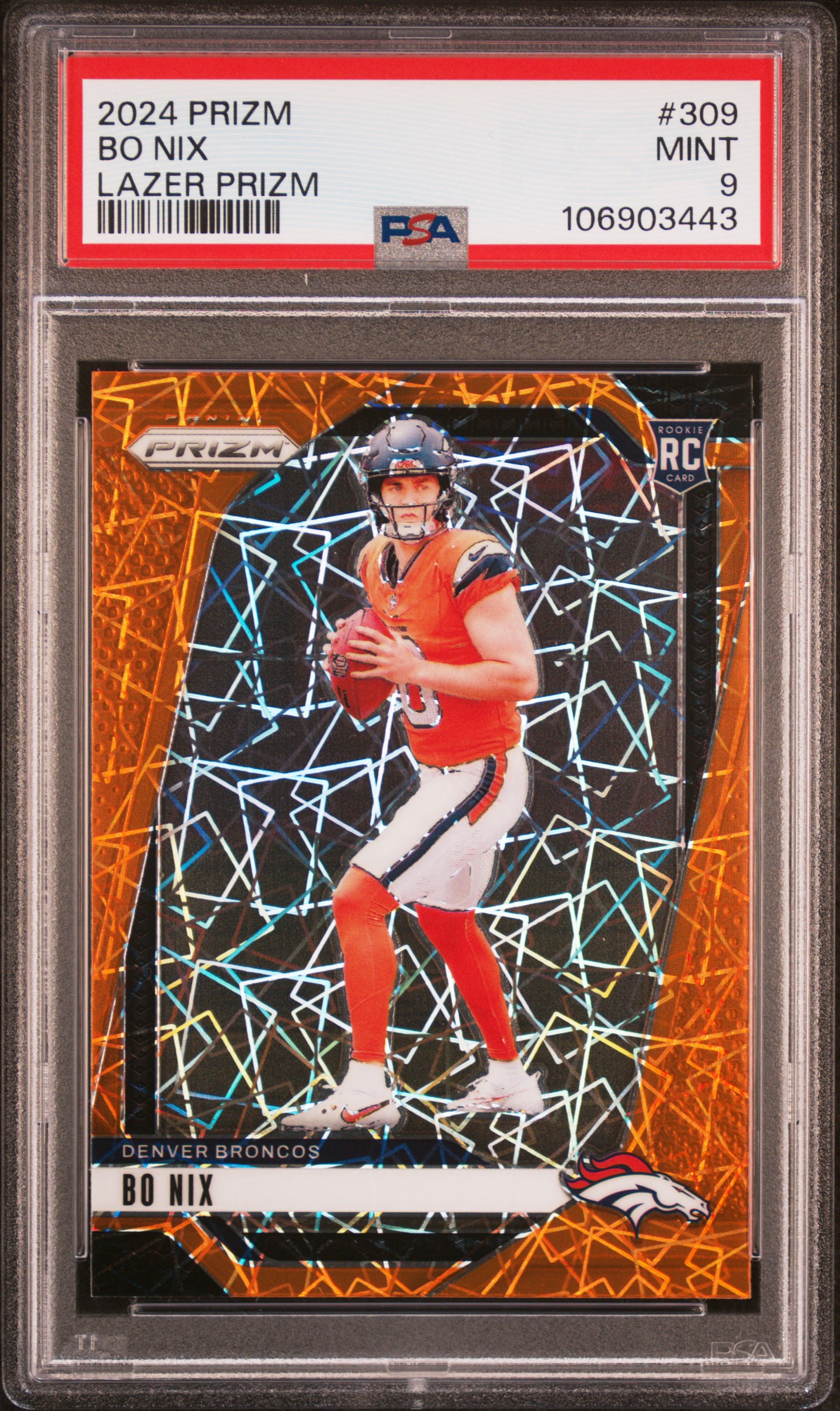 2024 Panini Prizm Bo Nix #309 (Lazer Prizm) Mint 9 front