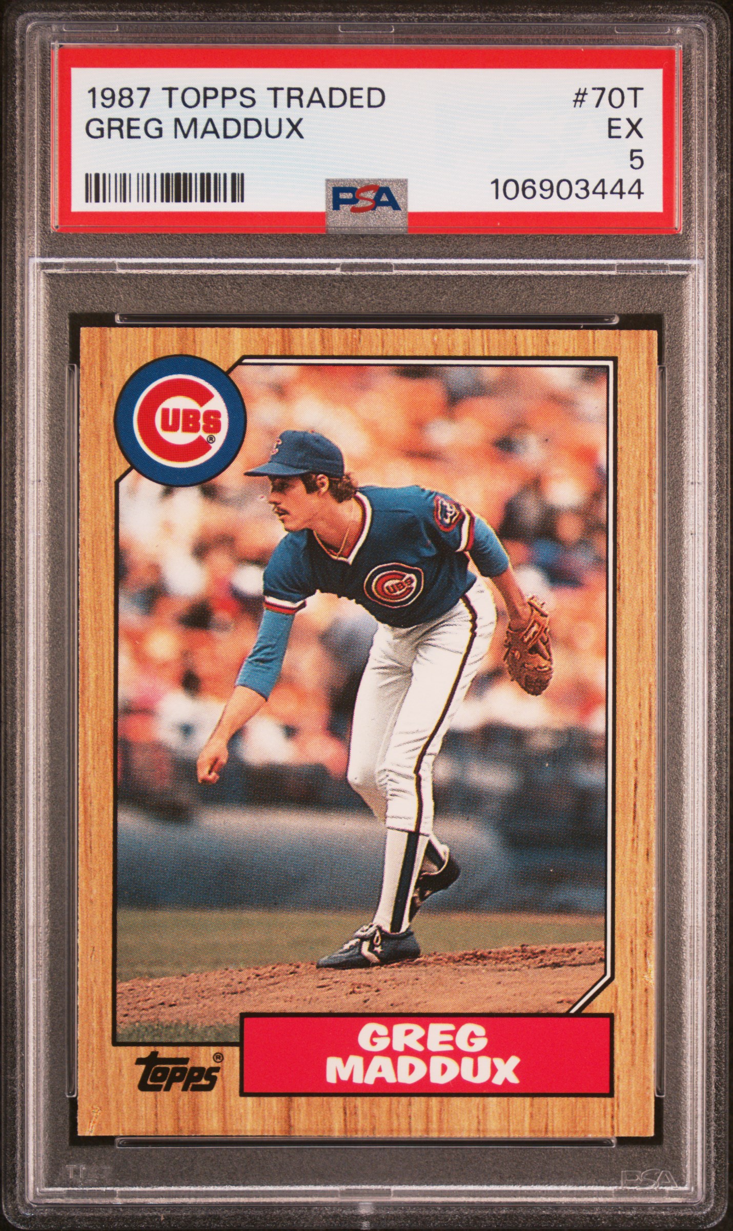 1987 Topps Traded Greg Maddux #70T Ex 5 front