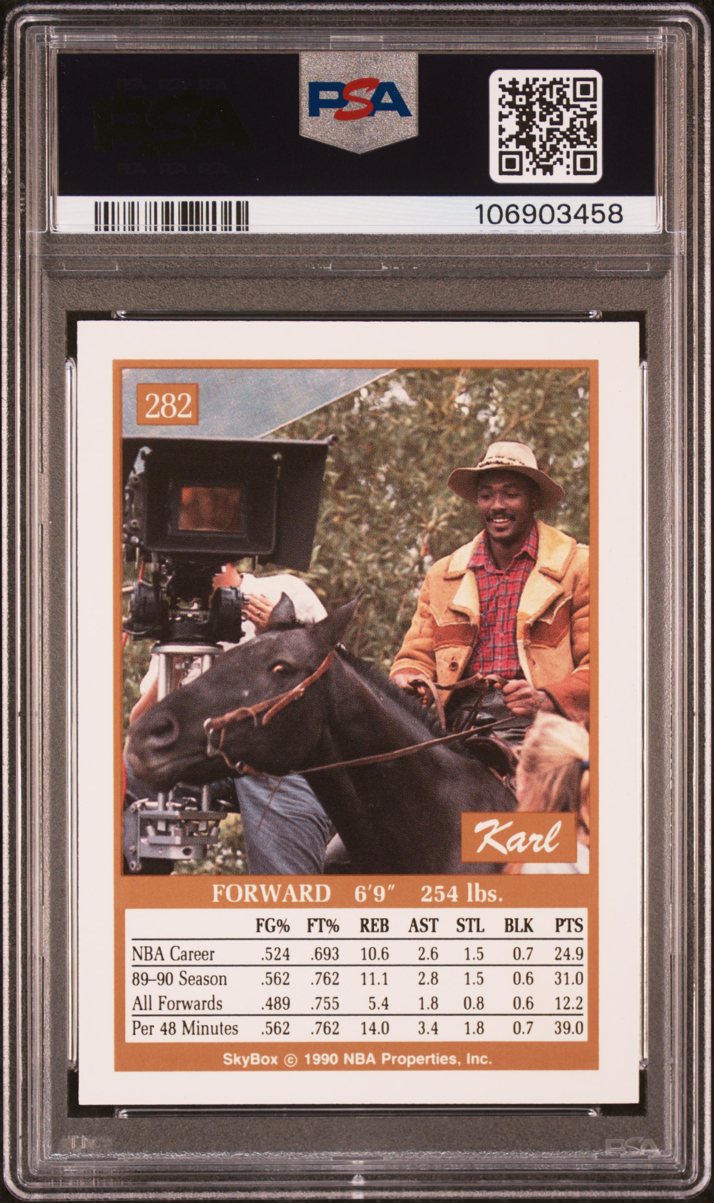 1990 Skybox Karl Malone #282 Mint 9 back