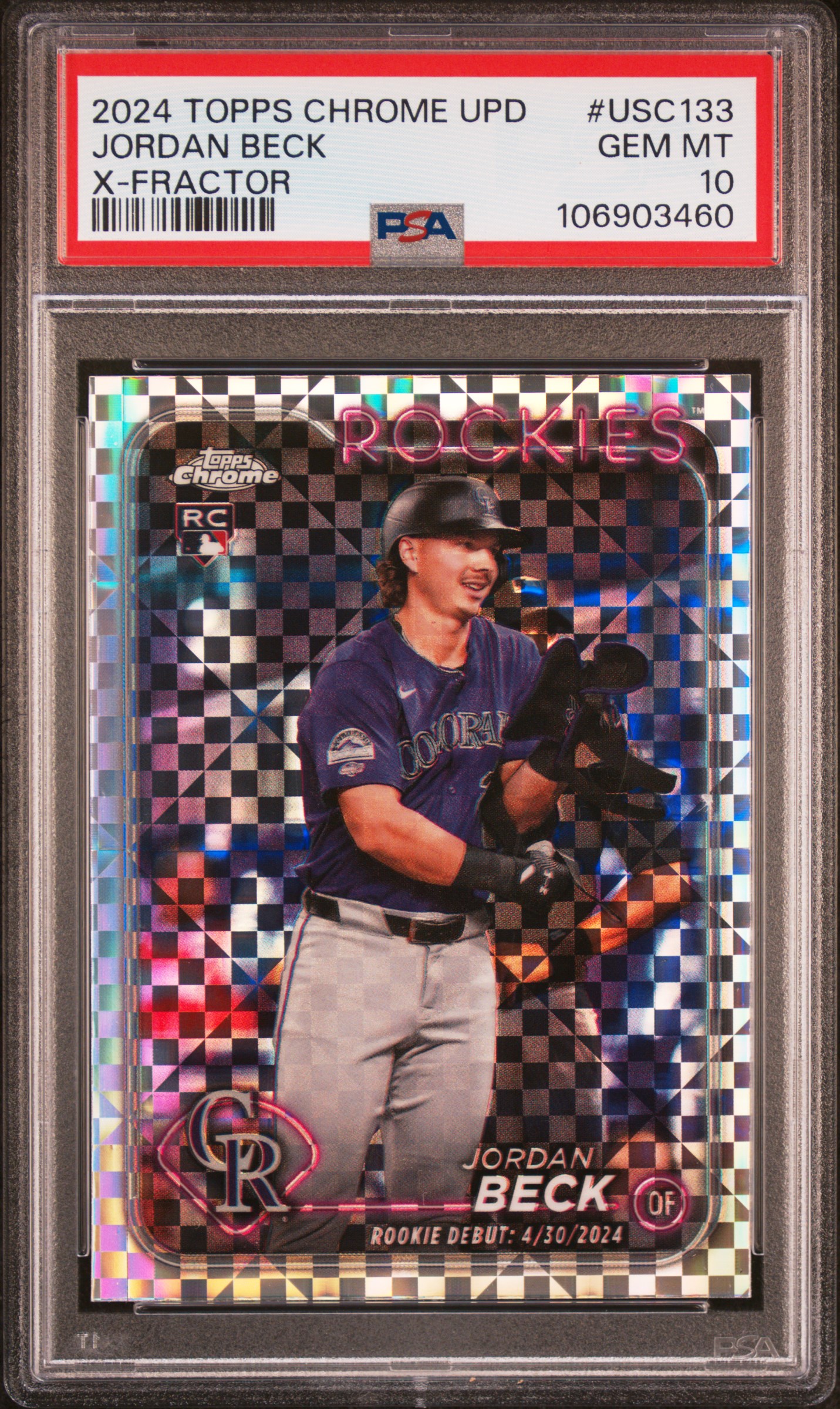 2024 Topps Chrome Update Jordan Beck #Usc133 (X-Fractor) Gem Mt 10 front
