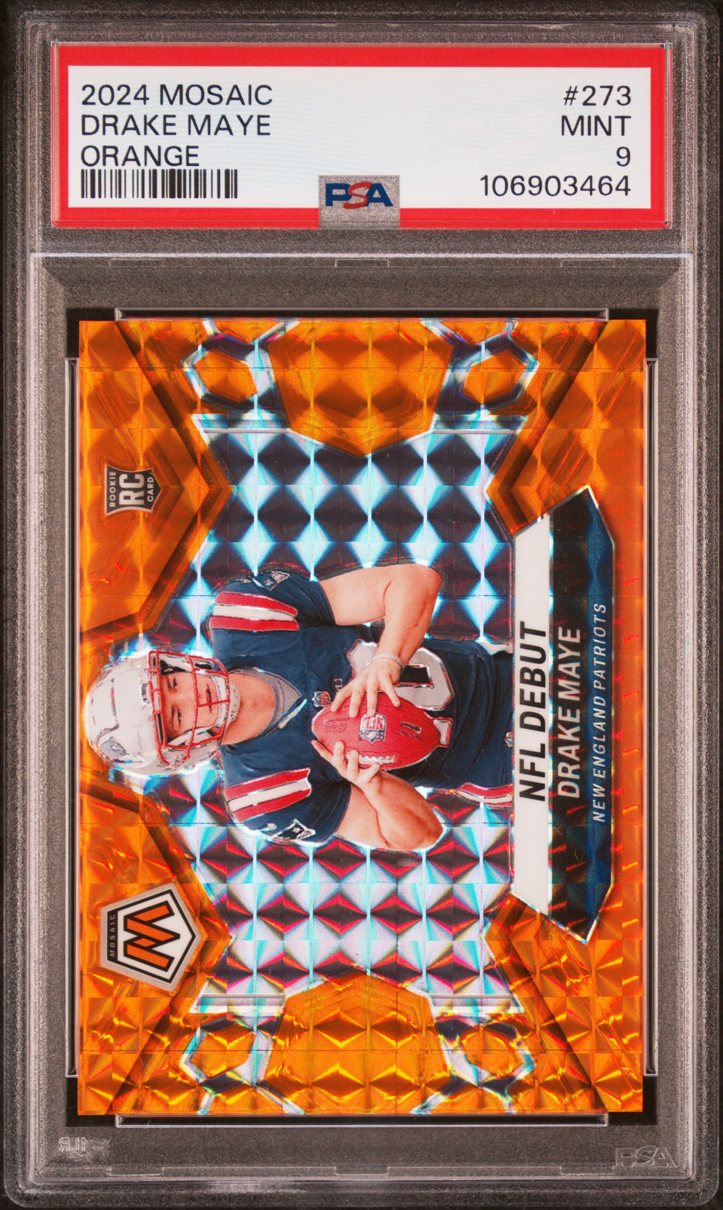 2024 Panini Mosaic Drake Maye #273 (Orange) Mint 9 front