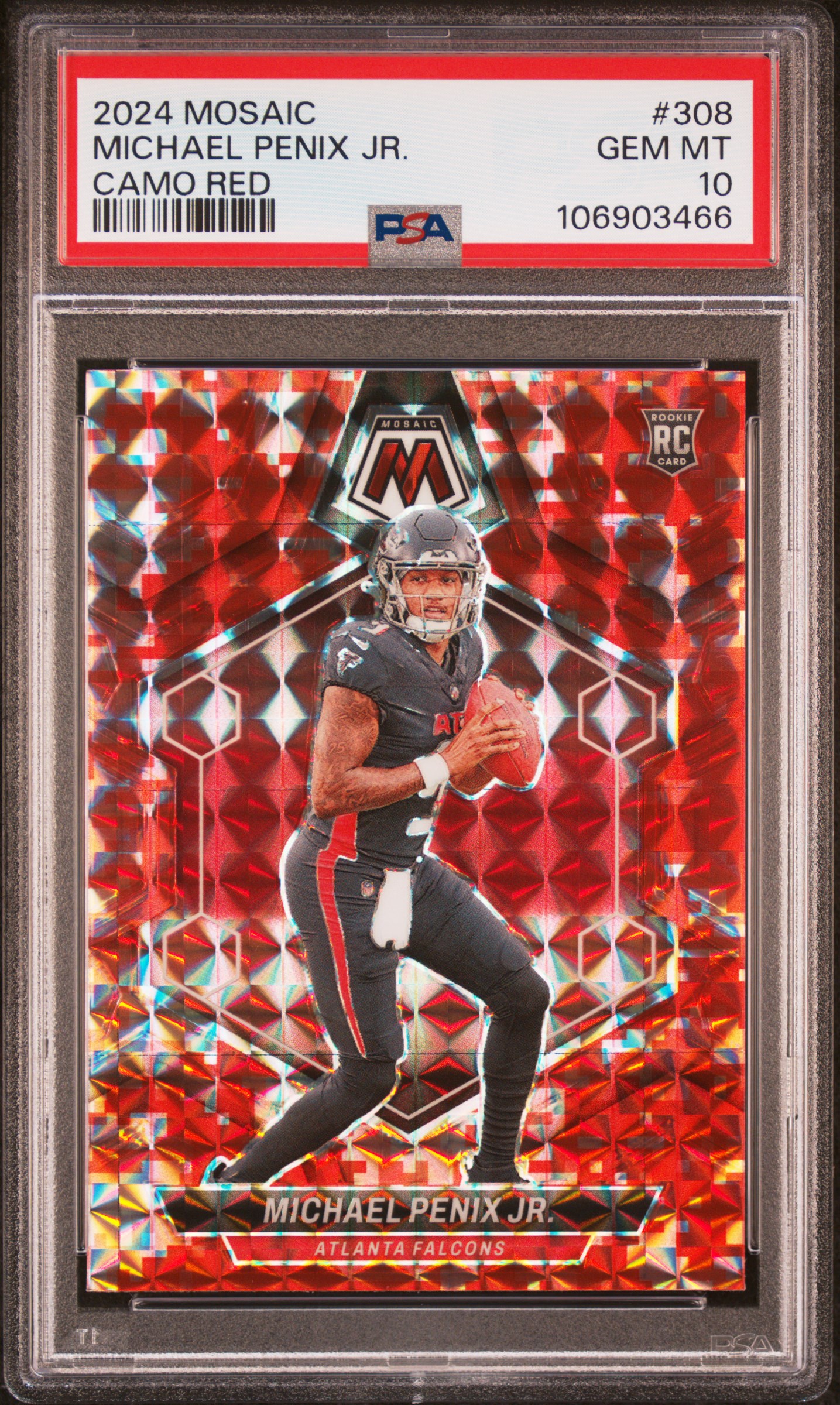 2024 Panini Mosaic Michael Penix Jr. #308 (Camo Red) Gem Mt 10 front