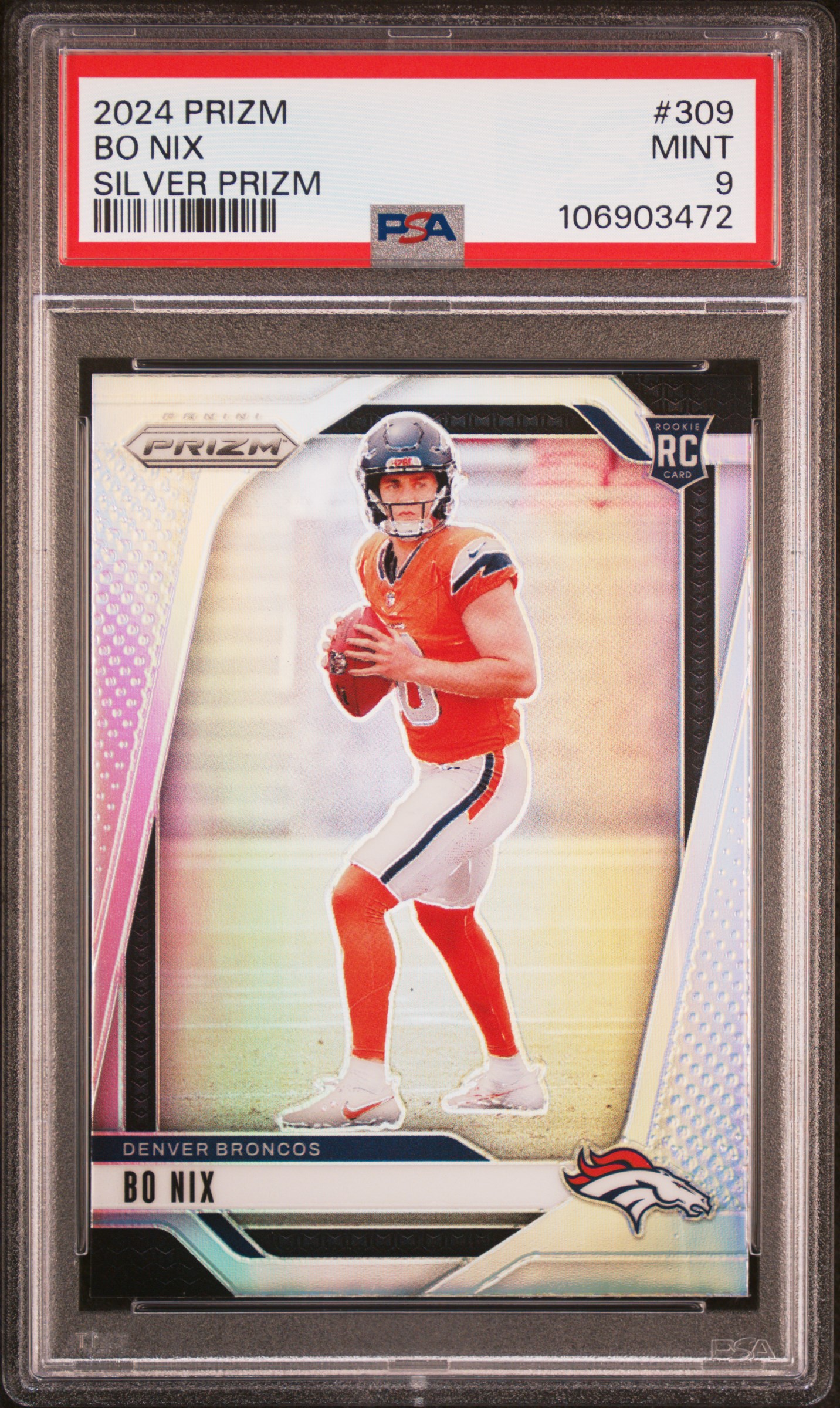 2024 Panini Prizm Bo Nix #309 (Silver Prizm) Mint 9 back