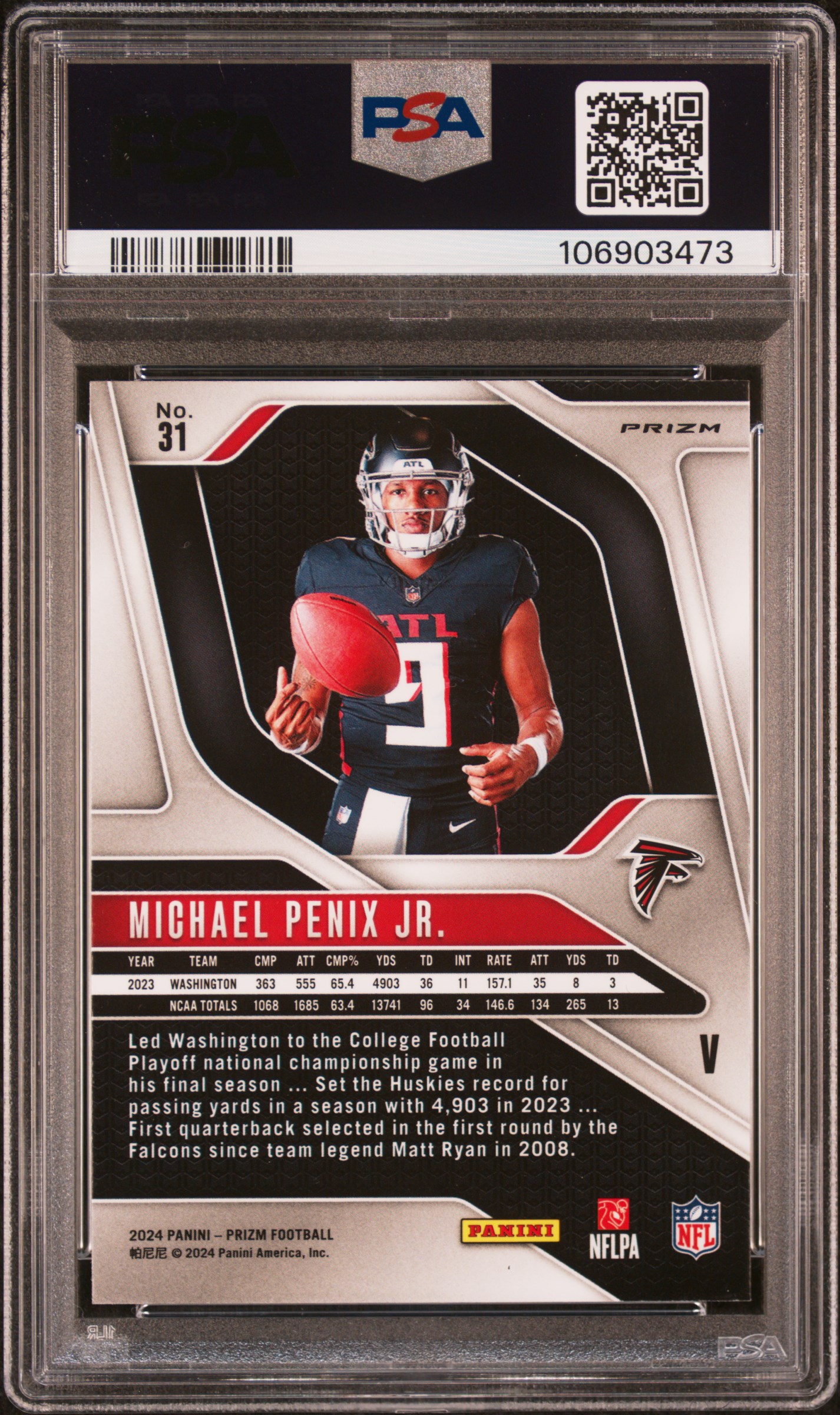 2024 Panini Prizm Rookie Variation Michael Penix Jr. #31 Nm-Mt 8 front
