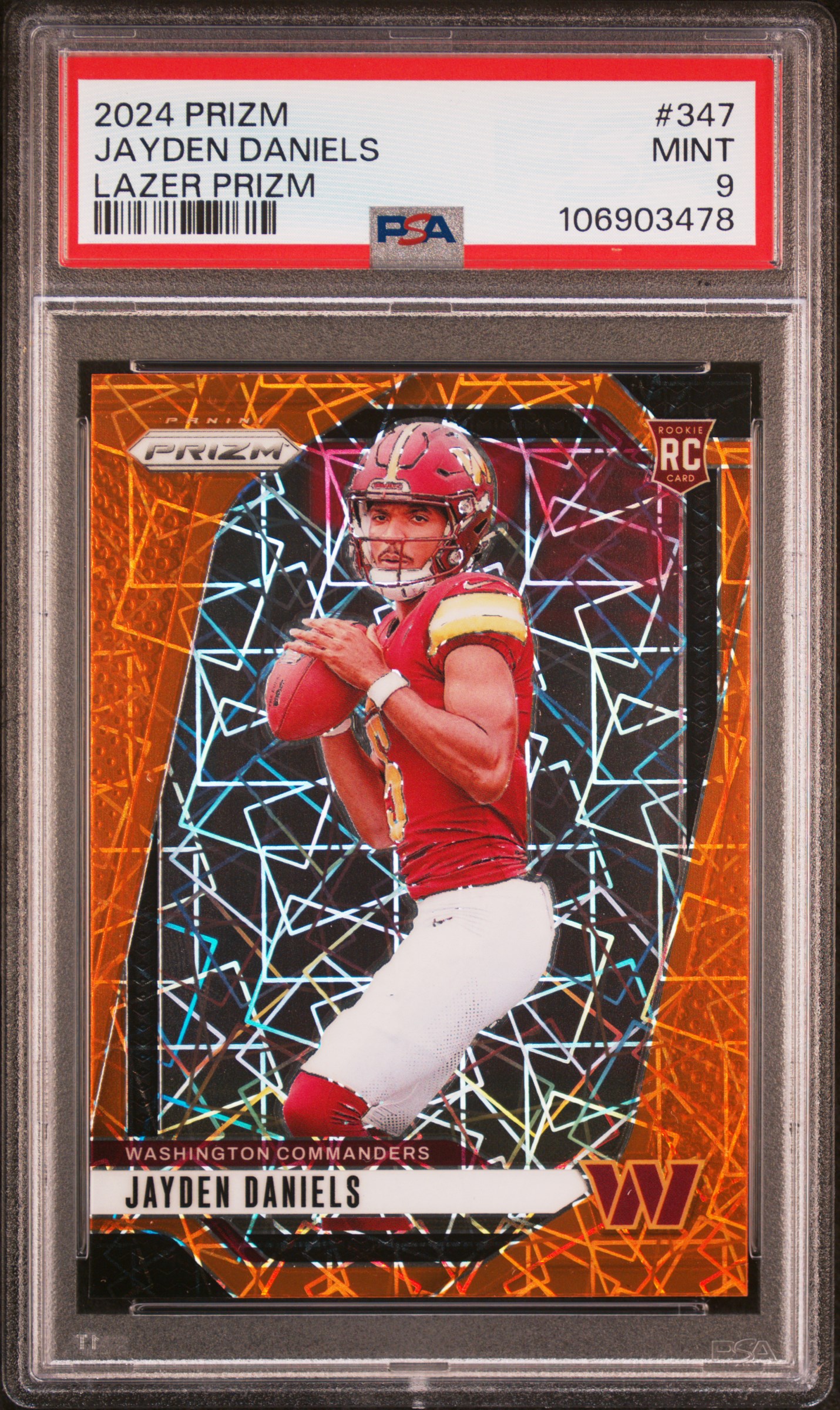 2024 Panini Prizm Jayden Daniels #347 (Lazer Prizm) Mint 9 front