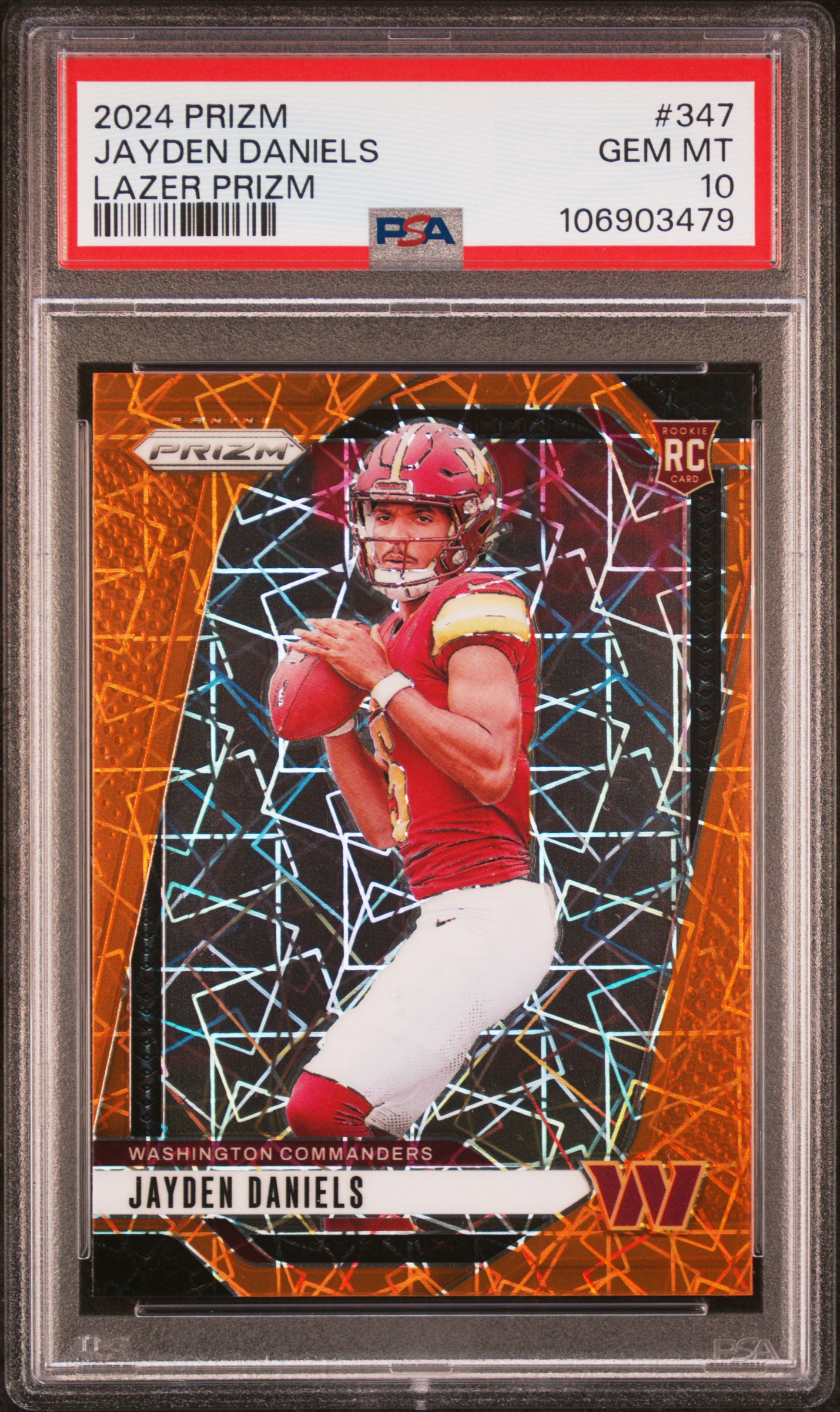 2024 Panini Prizm Jayden Daniels #347 (Lazer Prizm) Gem Mt 10 front