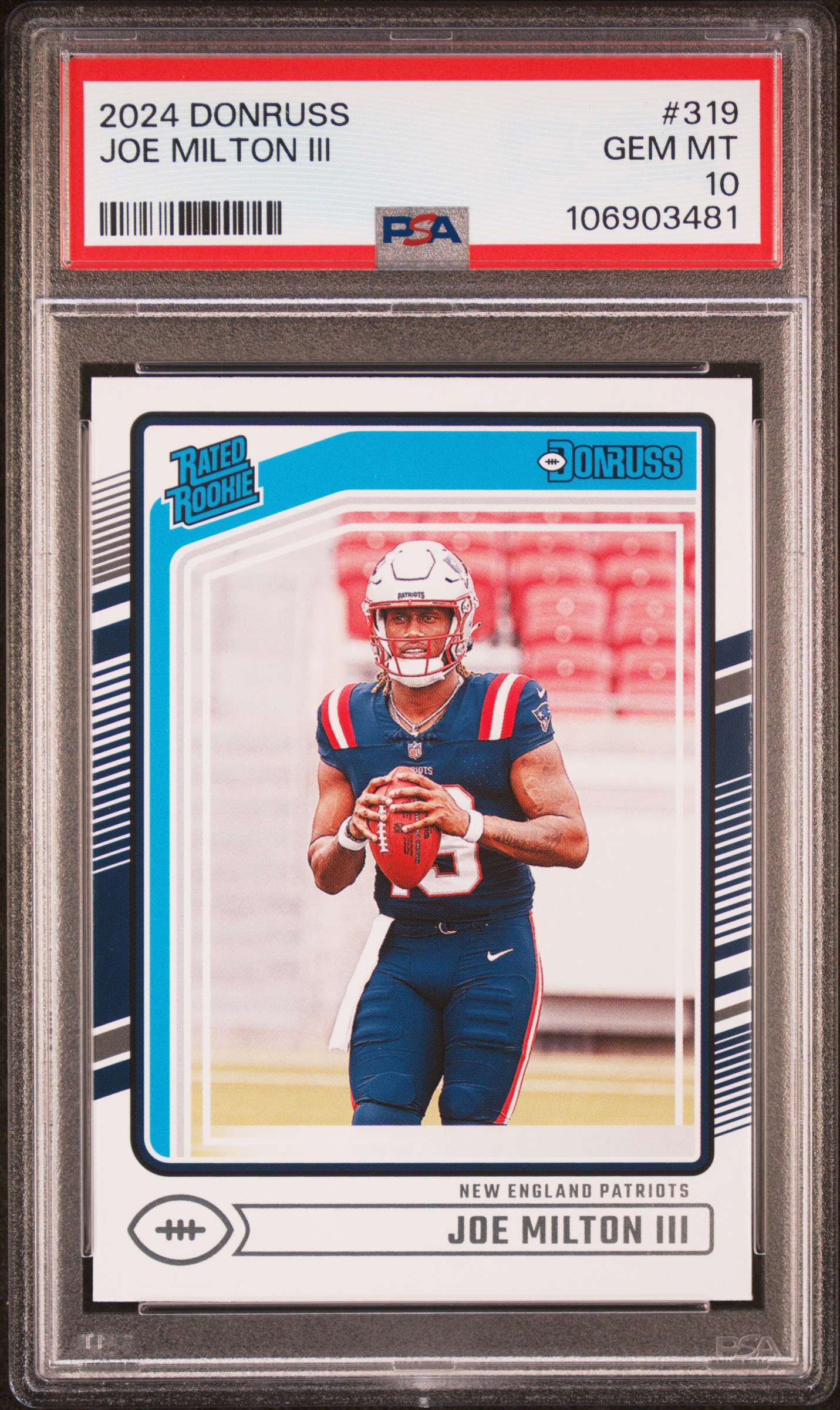 2024 Panini Donruss Joe Milton Iii #319 Gem Mt 10 front