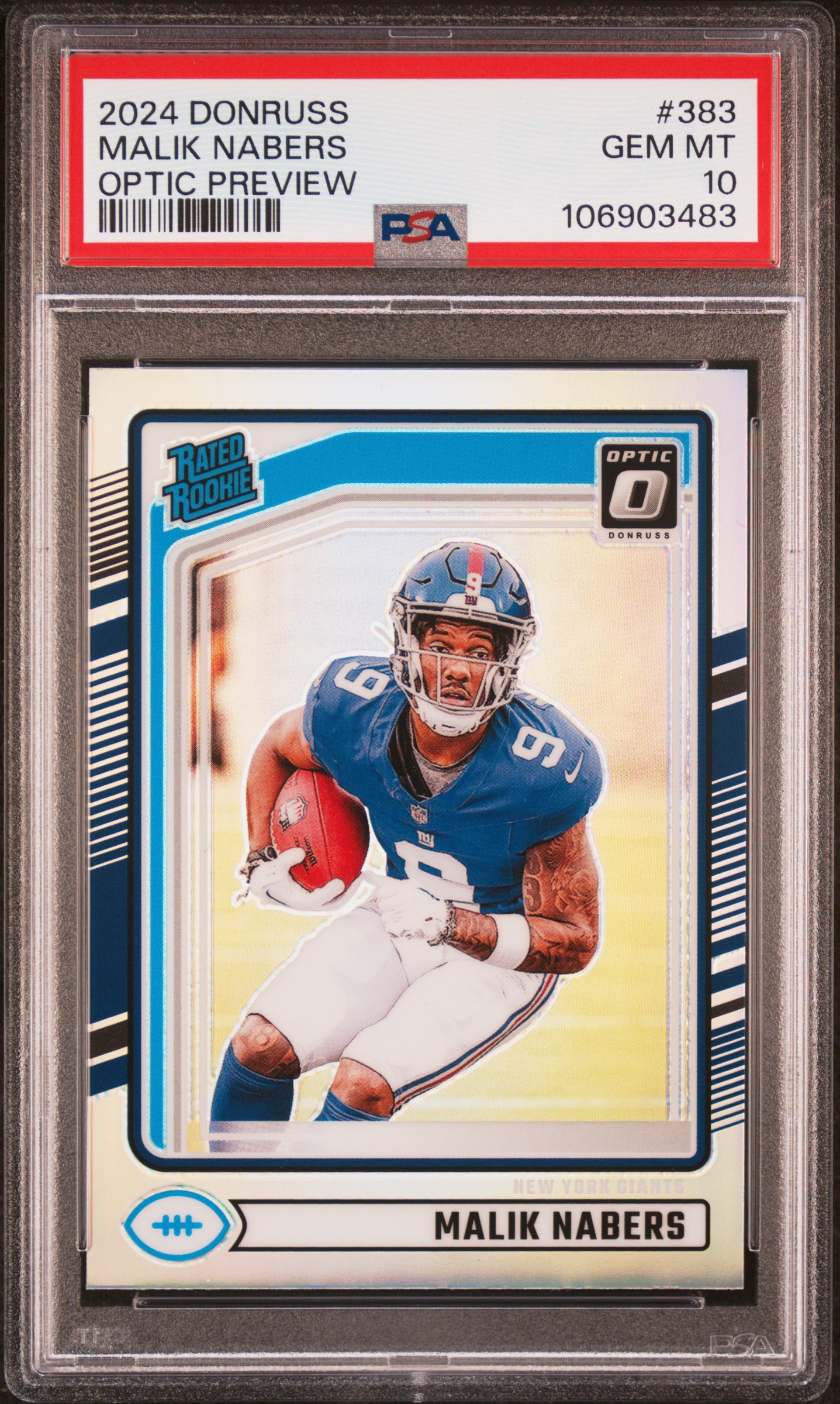 2024 Panini Donruss Malik Nabers #383 (Optic Preview) Gem Mt 10 front