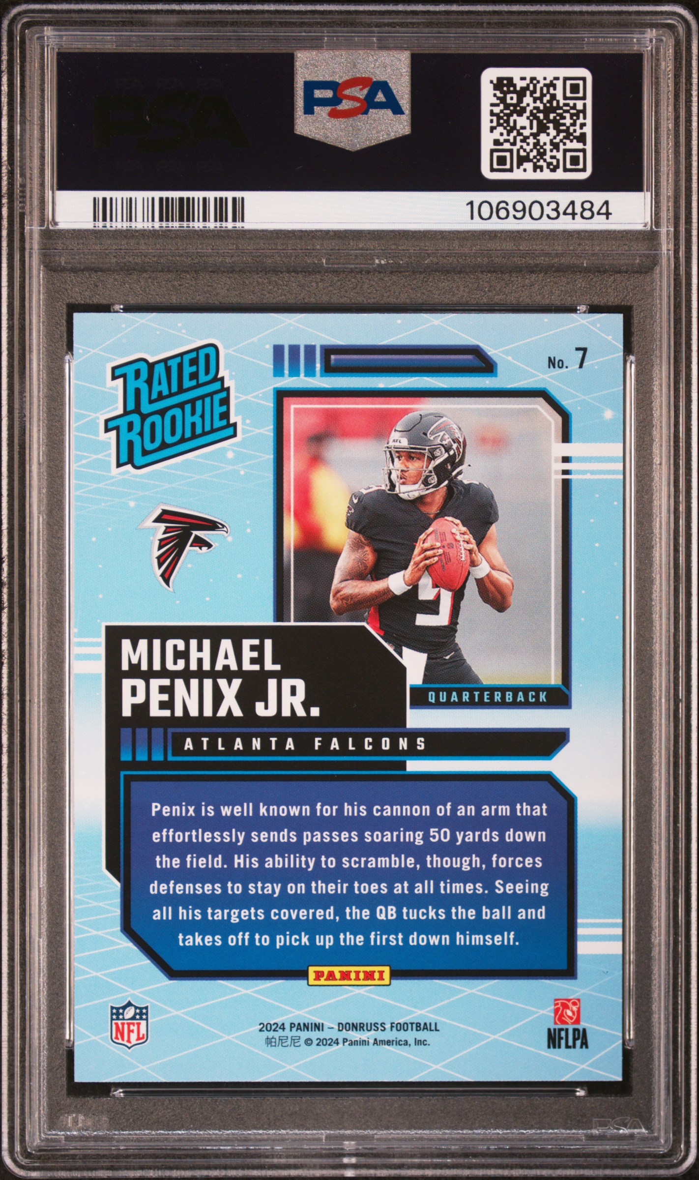 2024 Panini Donruss Rated Rookies Retro Michael Penix Jr. #7 Gem Mt 10 back