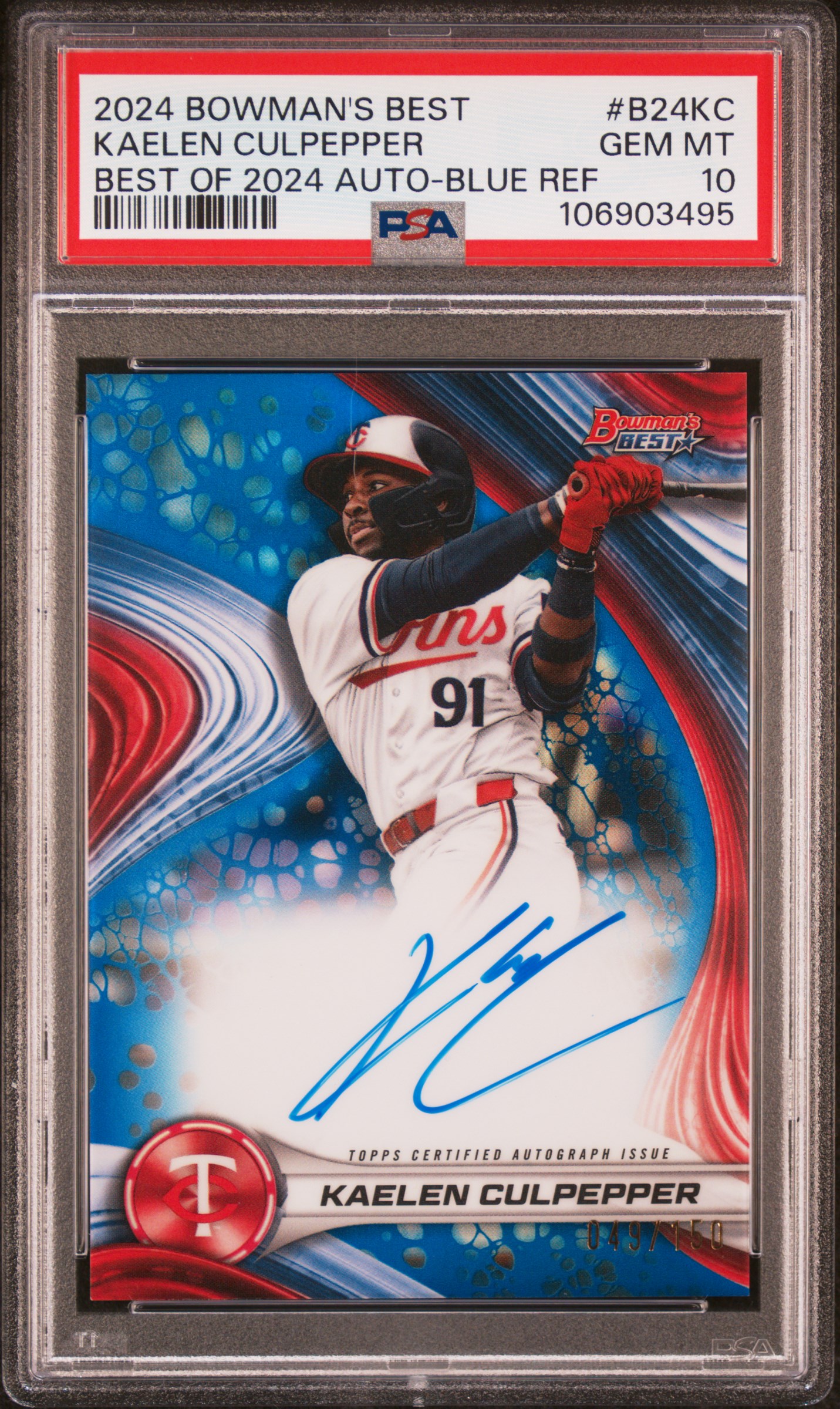 2024 Bowman's Best Best Of 2024 Autographs Kaelen Culpepper #B24Kc (Best Of 2024 Auto-Blue Ref) Gem Mt 10 front