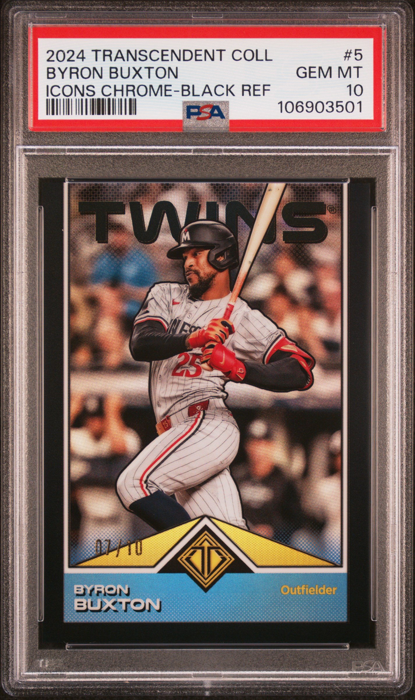 2024 Topps Transcendent Collection Transcendent Icons Chrome Byron Buxton #5 (Icons Chrome-Black Ref) Gem Mt 10 front