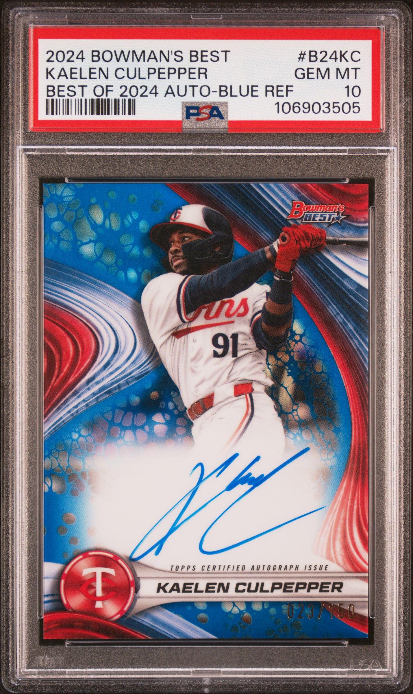 2024 Bowman's Best Best Of 2024 Autographs Kaelen Culpepper #B24Kc (Best Of 2024 Auto-Blue Ref) Gem Mt 10 front