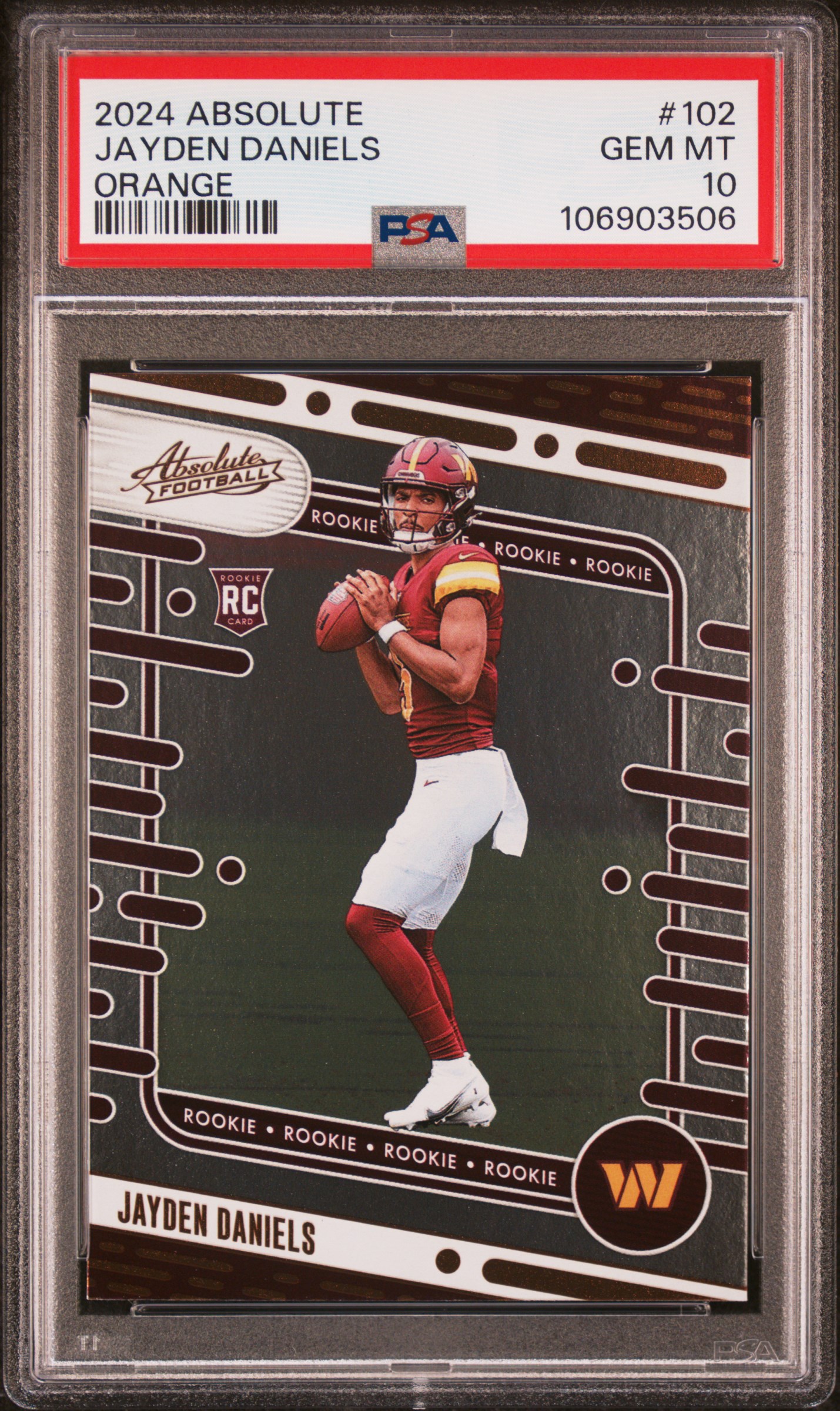 2024 Panini Absolute Jayden Daniels #102 (Orange) Gem Mt 10 front