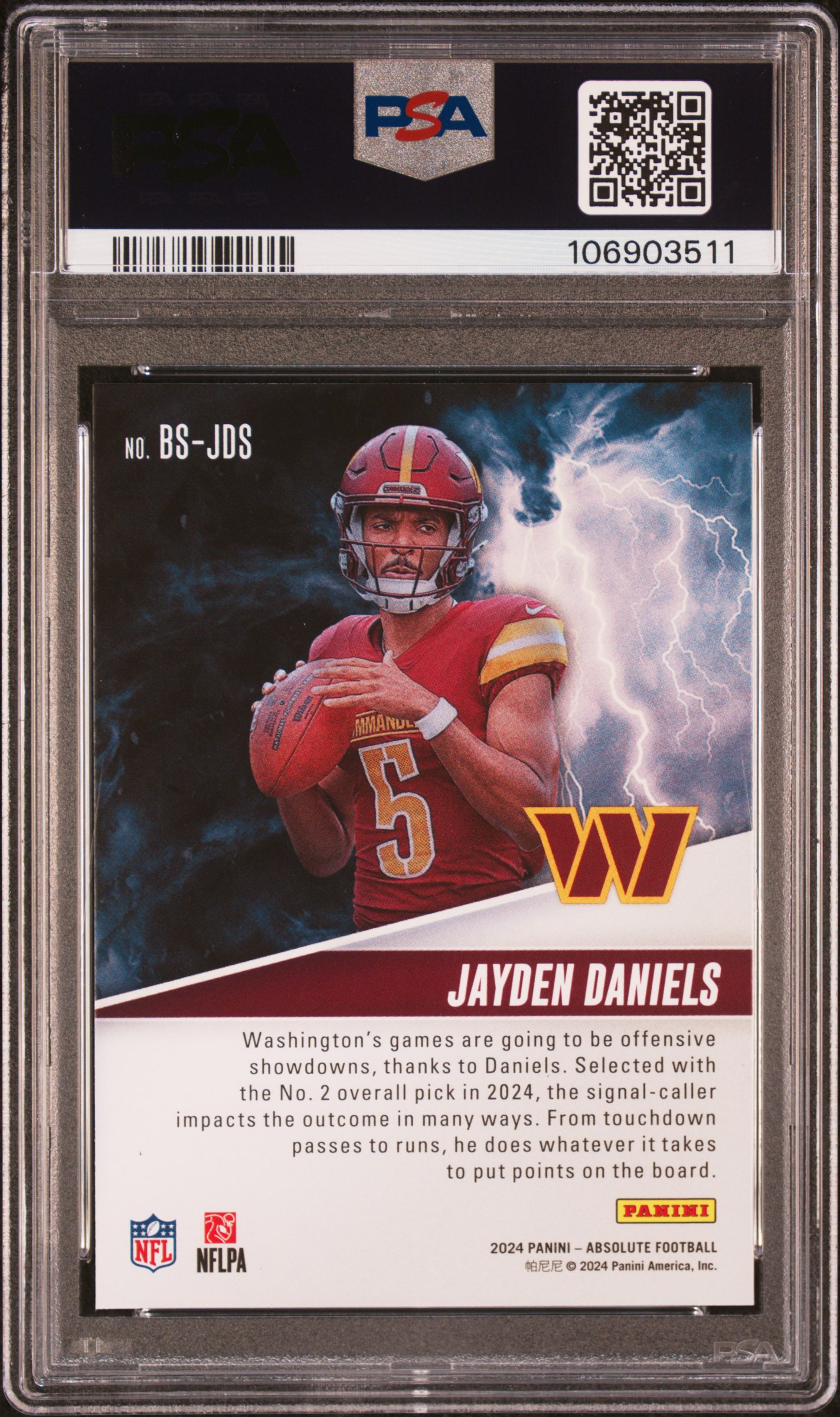 2024 Panini Absolute By Storm Jayden Daniels #Bsjds Mint 9 back