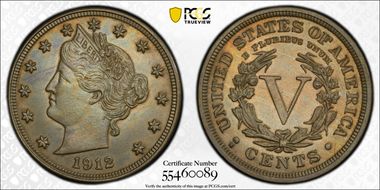 1912-S 5C MS64