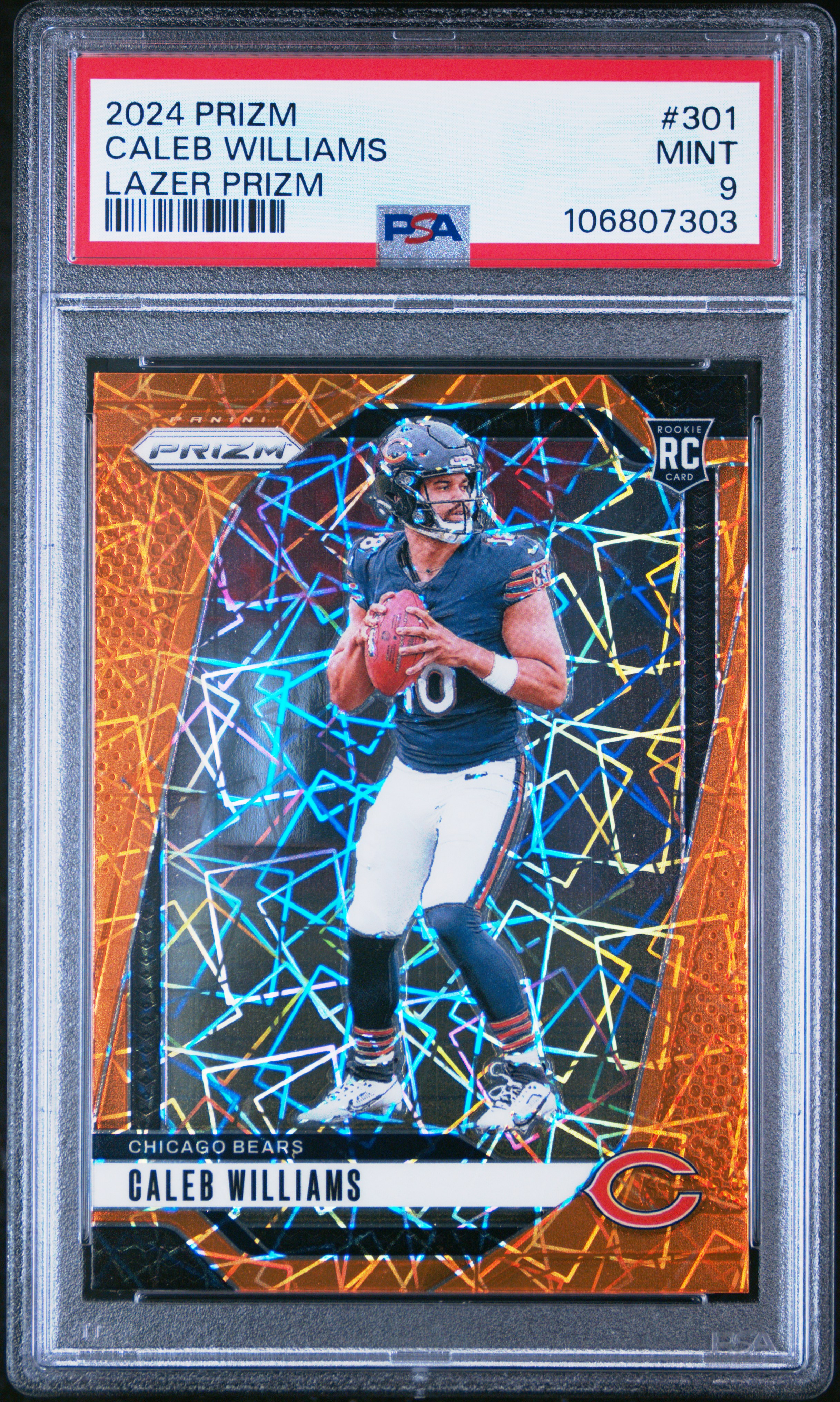 2024 Panini Prizm Caleb Williams #301 (Lazer Prizm) Mint 9 back