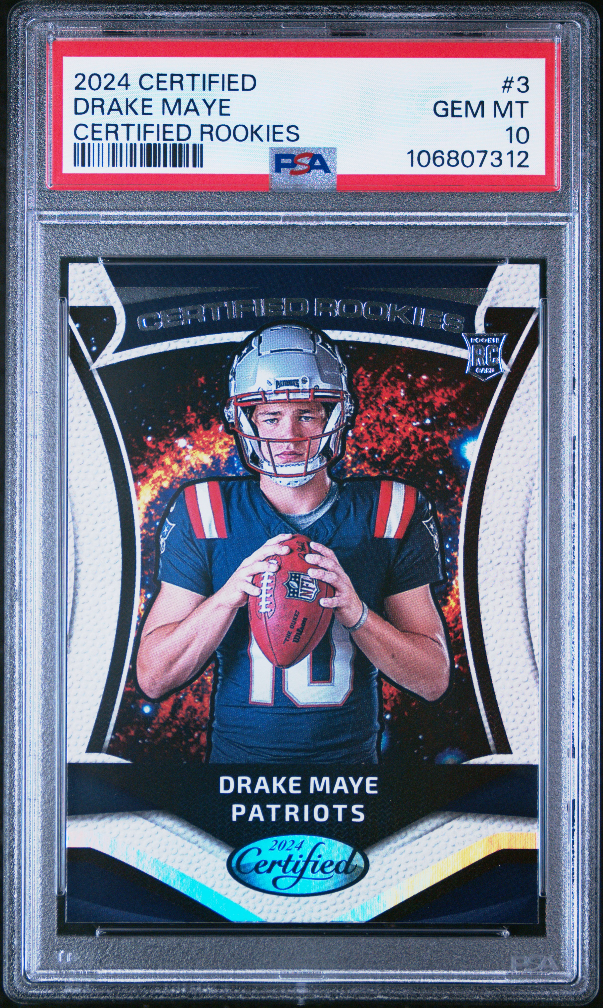 2024 Panini Certified Certified Rookies Drake Maye #3 Gem Mt 10 front