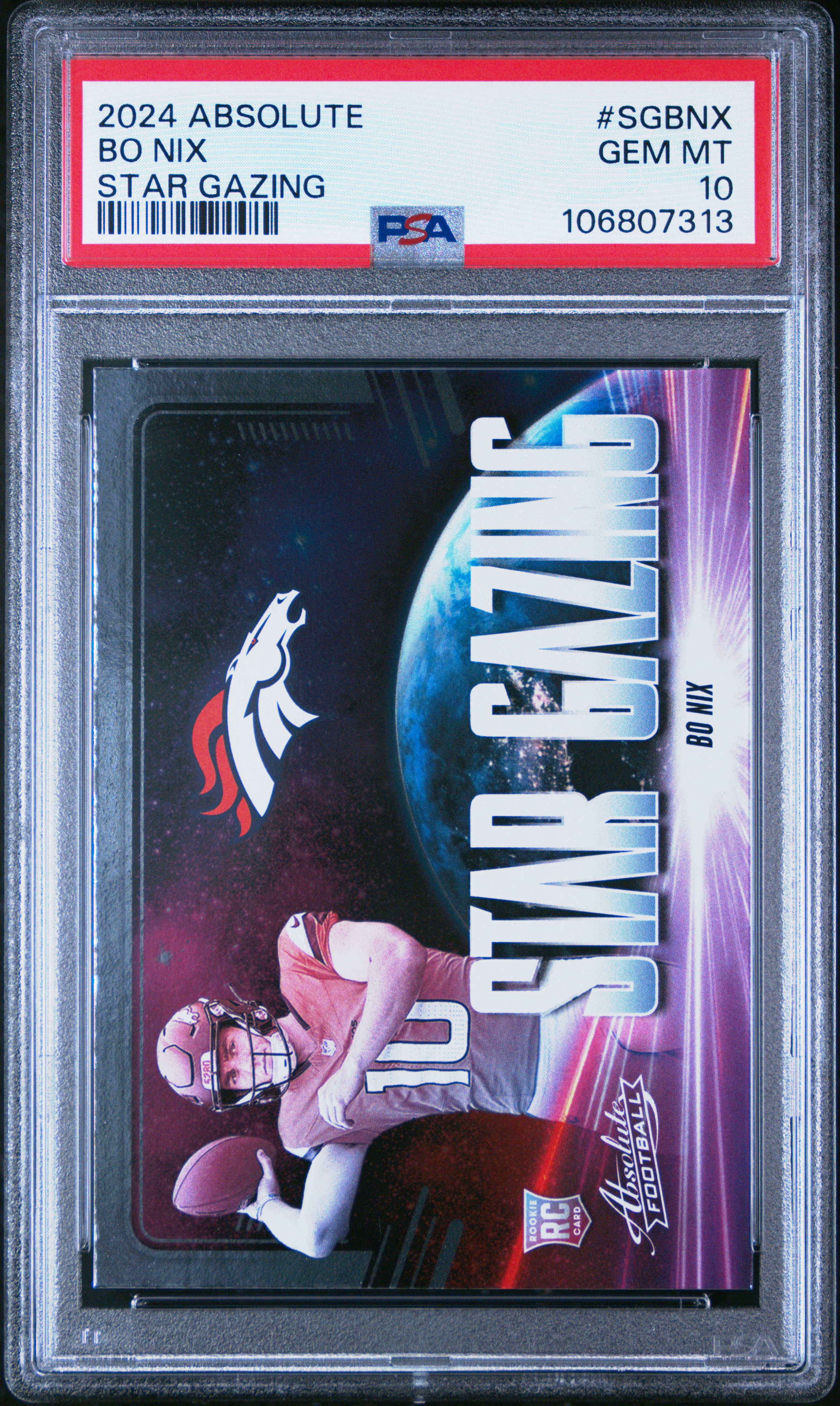 2024 Panini Absolute Star Gazing Bo Nix #Sgbnx Gem Mt 10 front