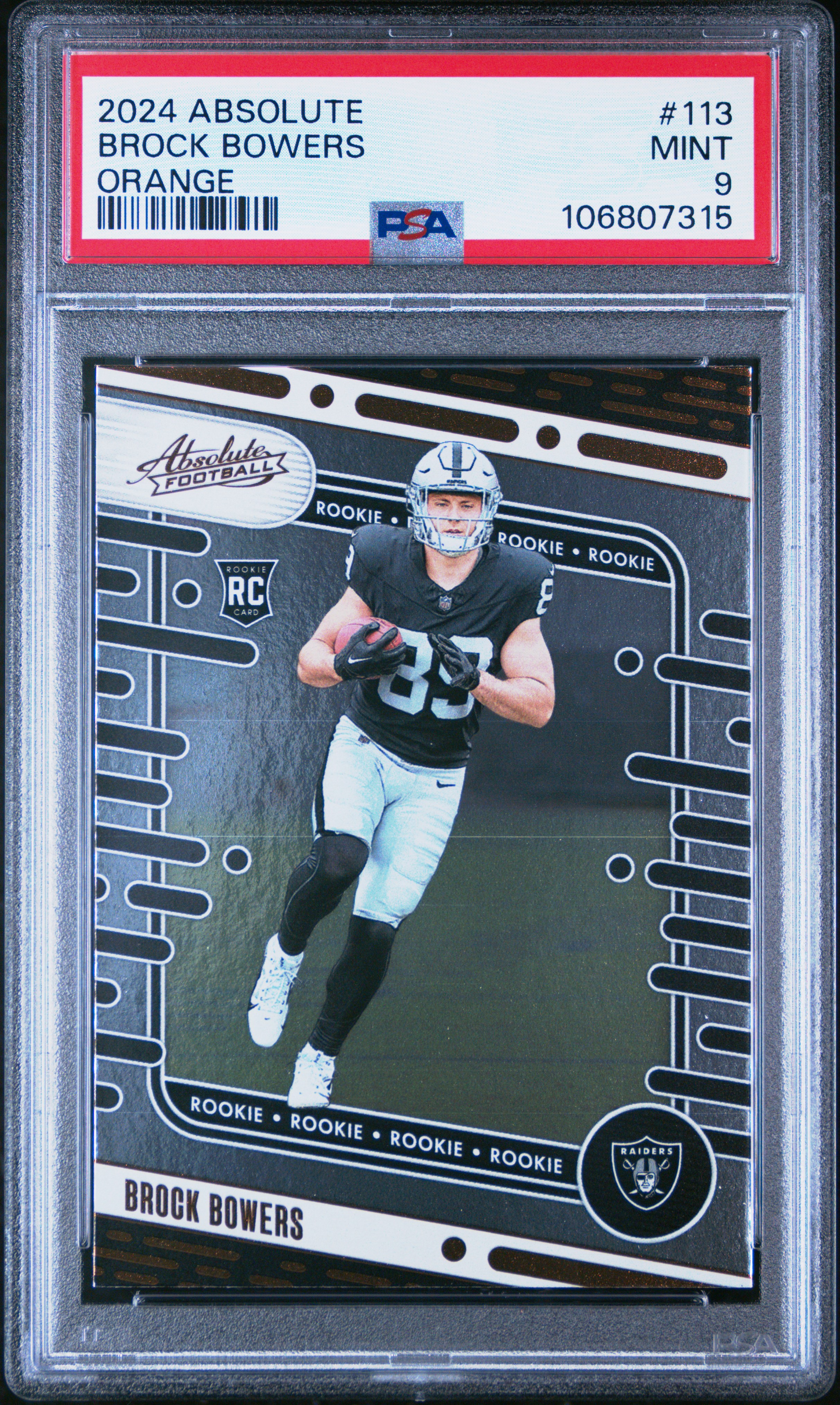 2024 Panini Absolute Brock Bowers #113 (Orange) Mint 9 front