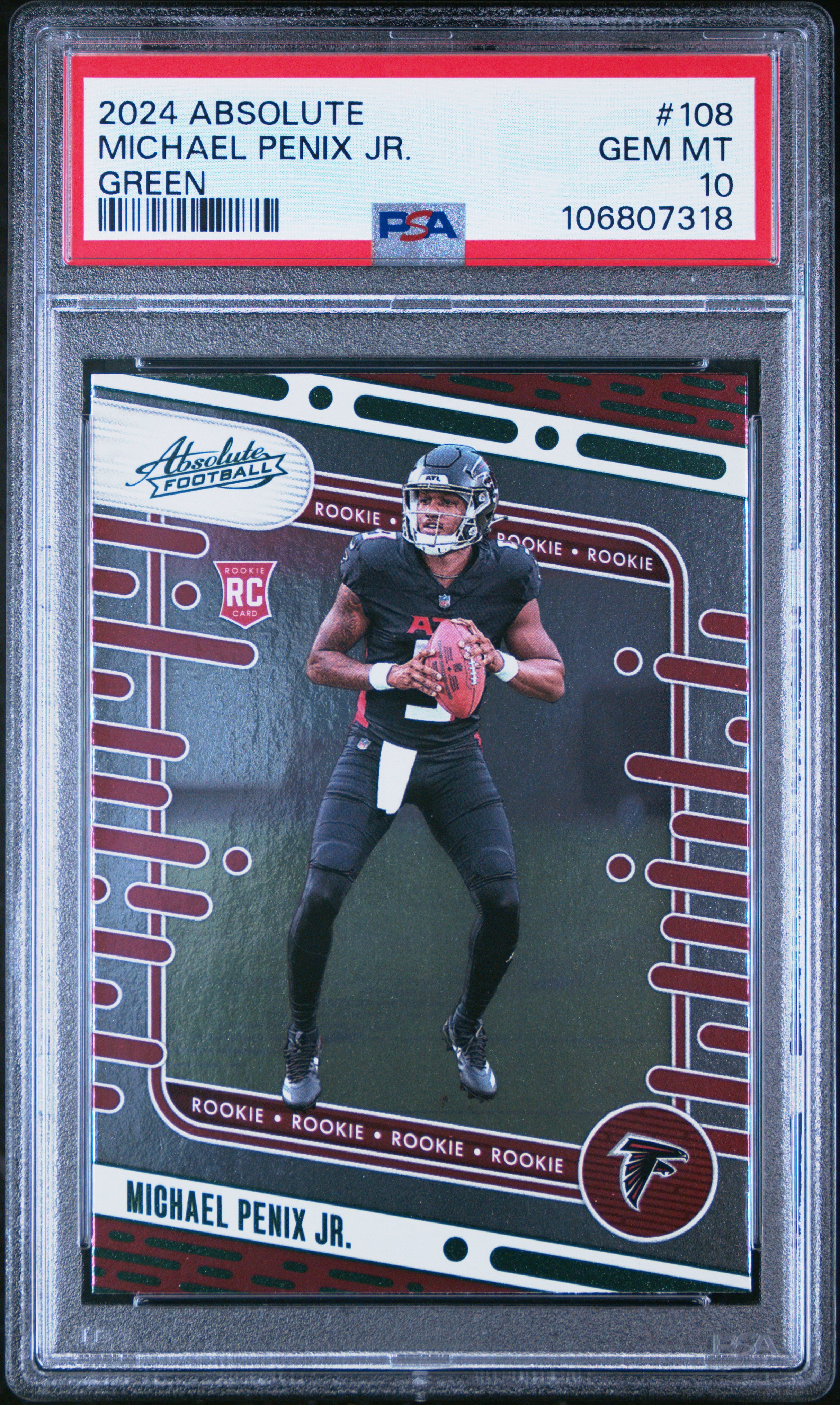 2024 Panini Absolute Michael Penix Jr. #108 (Green) Gem Mt 10 front