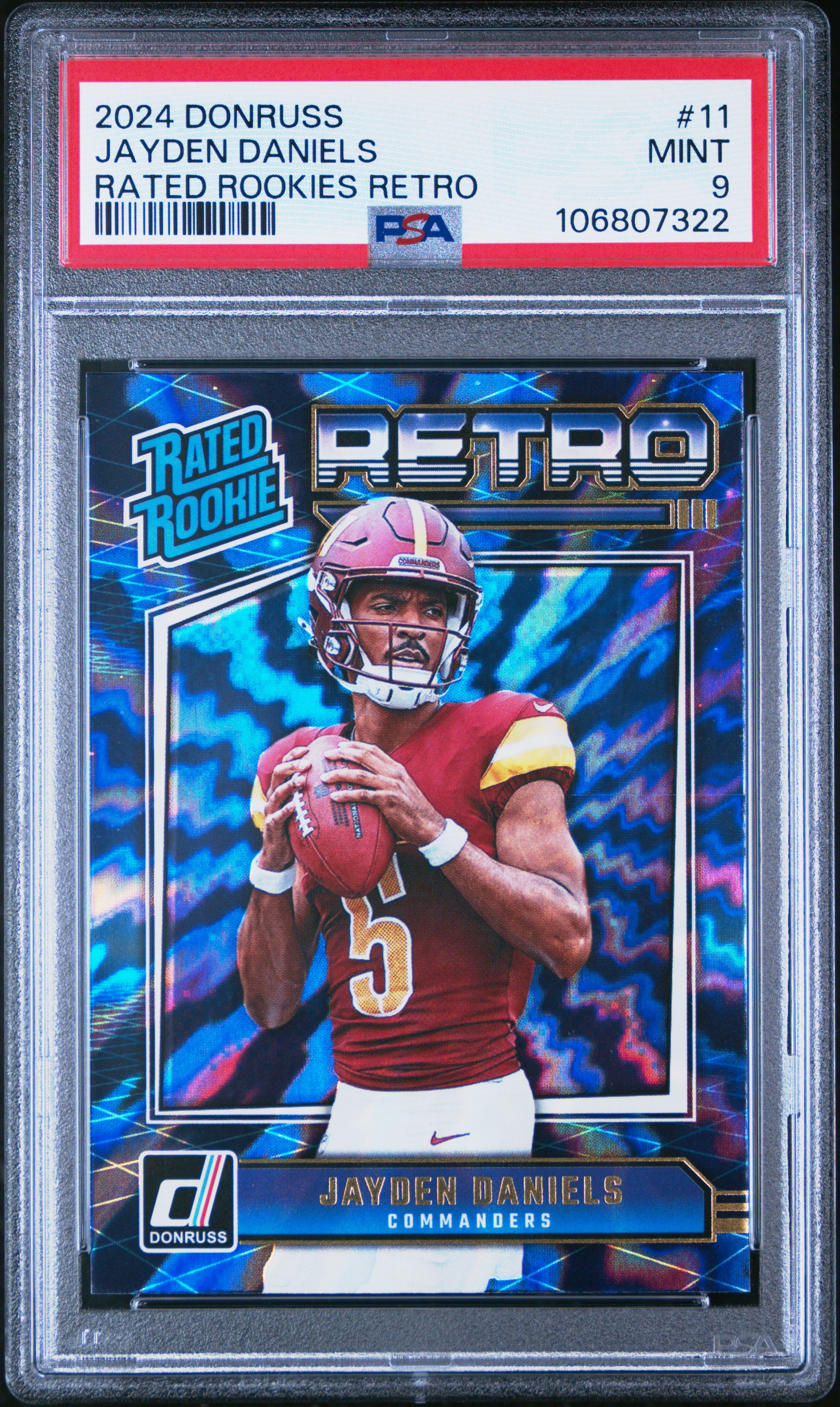 2024 Panini Donruss Rated Rookies Retro Jayden Daniels #11 Mint 9 front