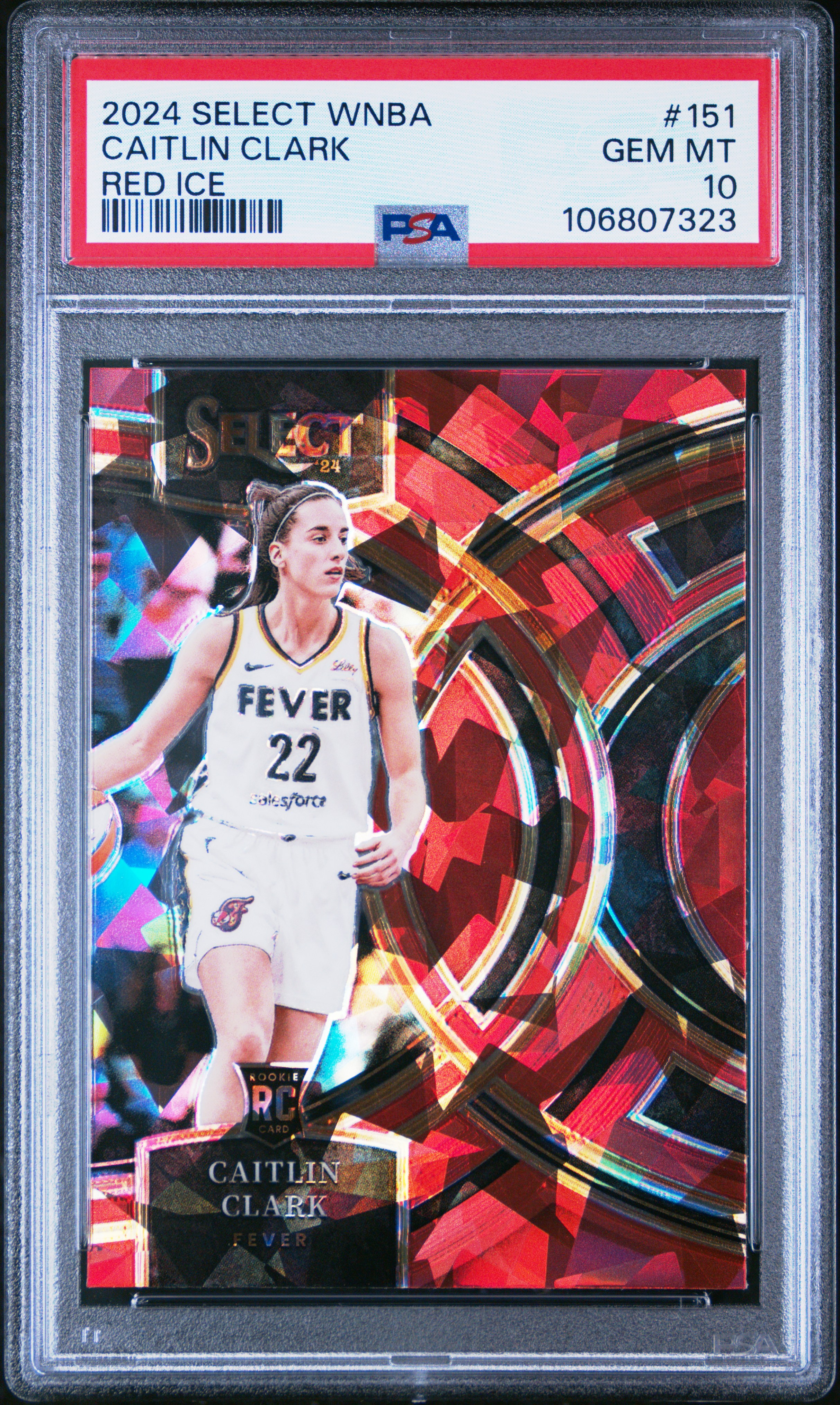 2024 Panini Select Wnba Caitlin Clark #151 (Red Ice) Gem Mt 10 front