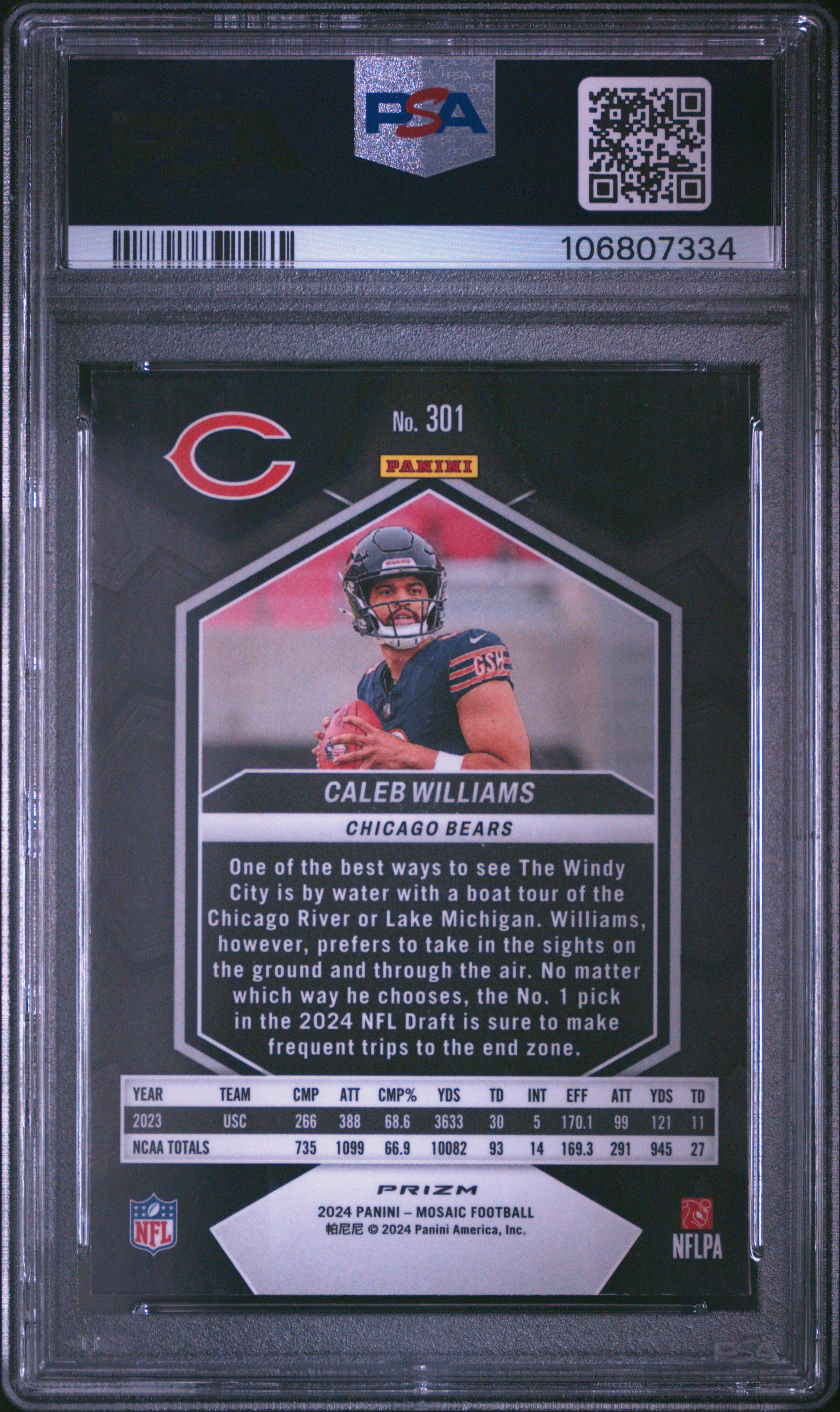 2024 Panini Mosaic Caleb Williams #301 (Mosaic) Mint 9 back