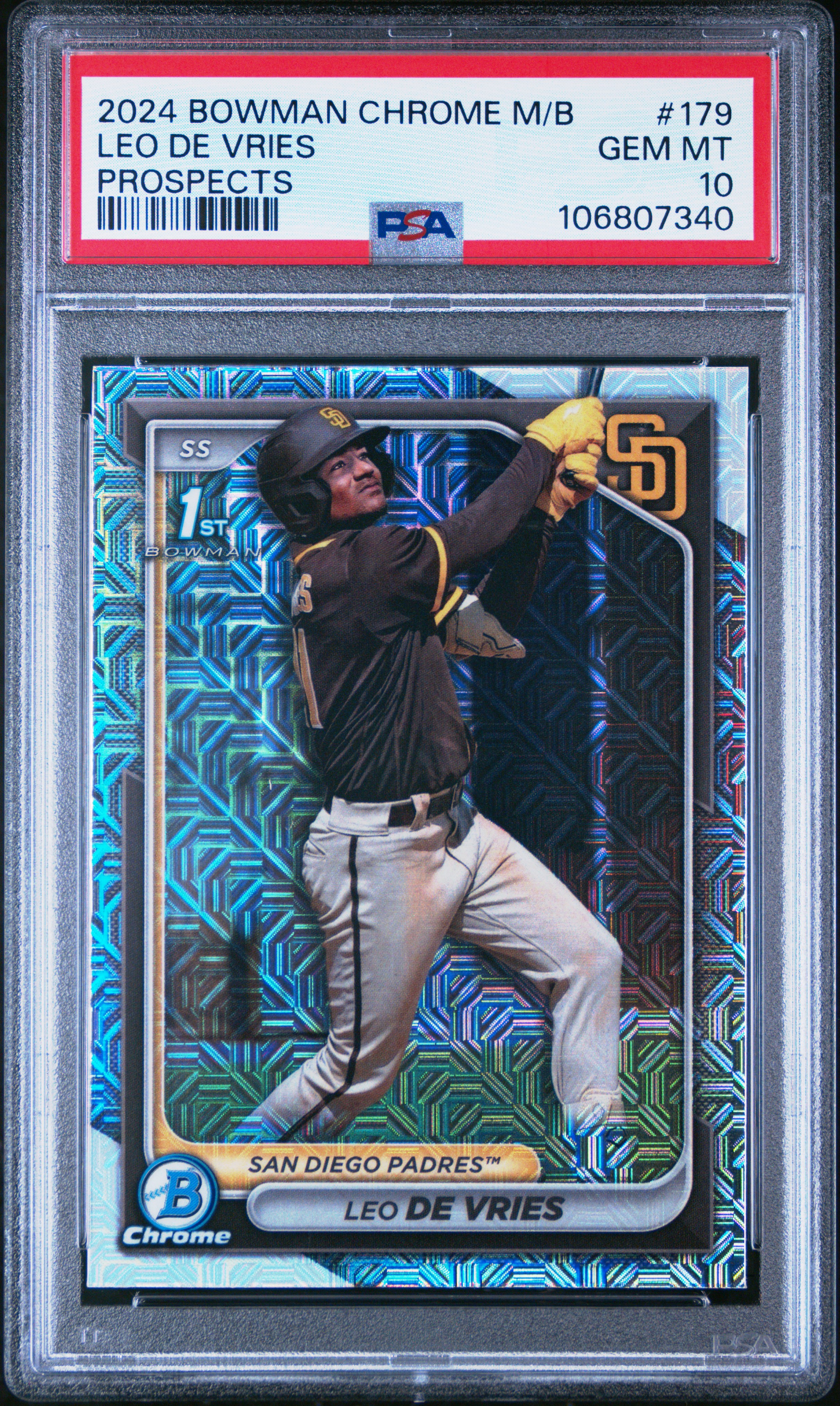 2024 Bowman Mega Box Chrome Prospects Leo De Vries #179 (Prospects) Gem Mt 10 front