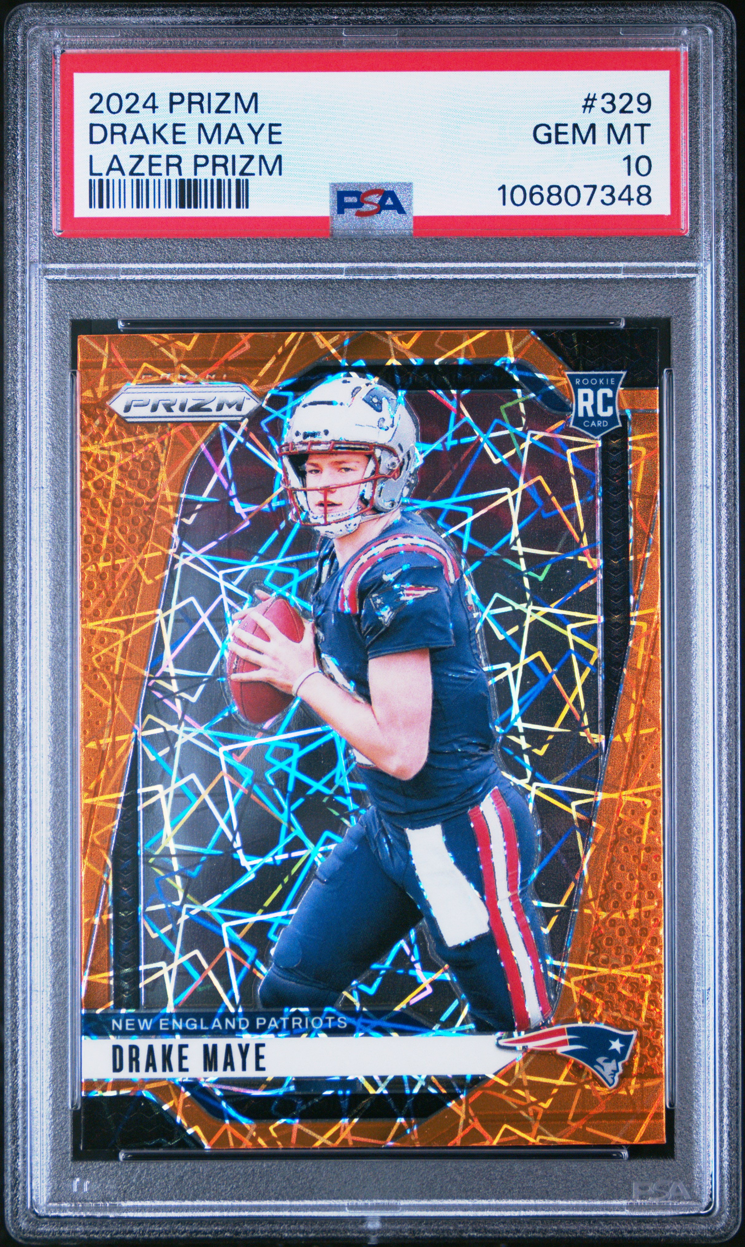 2024 Panini Prizm Drake Maye #329 (Lazer Prizm) Gem Mt 10 front