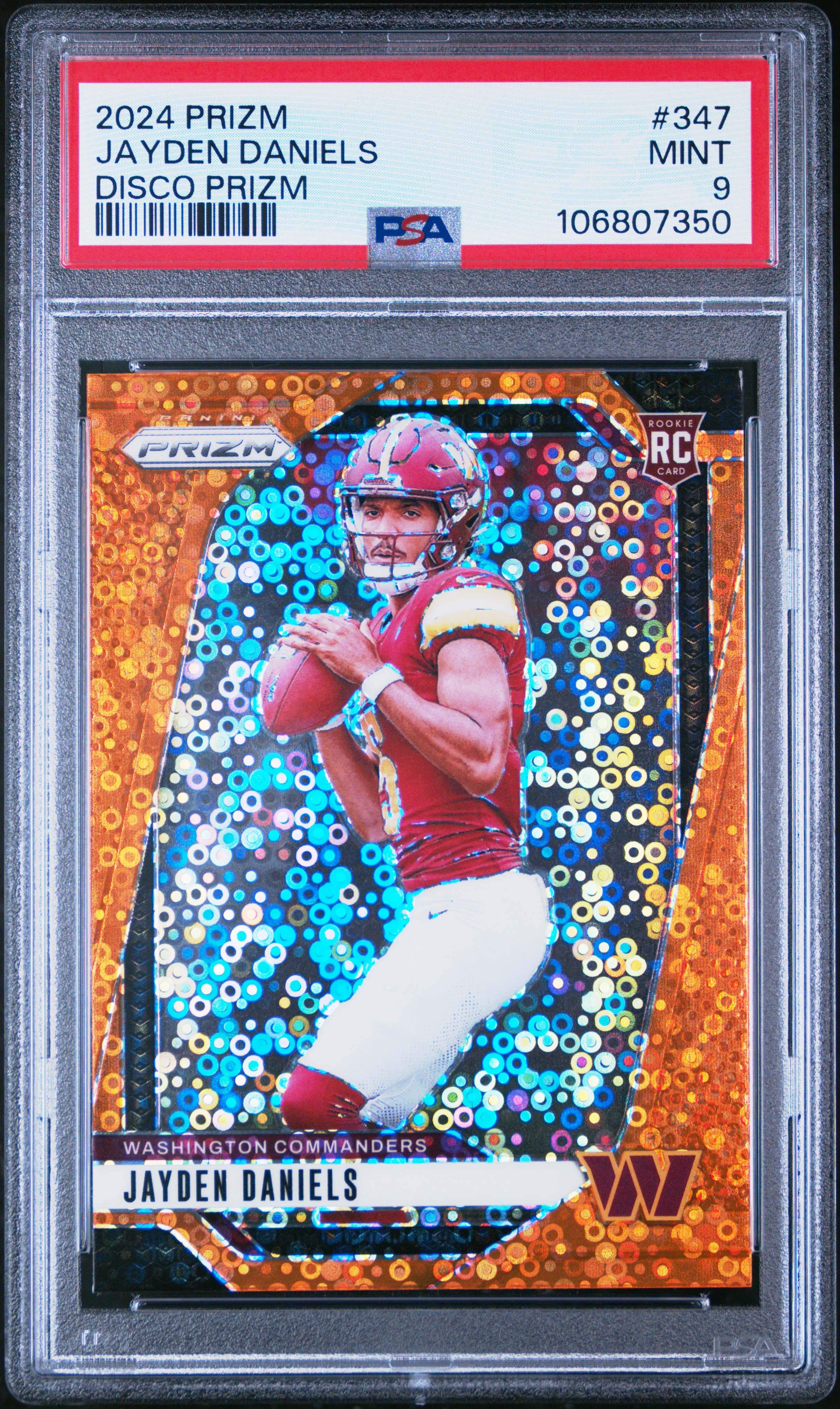 2024 Panini Prizm Jayden Daniels #347 (Disco Prizm) Mint 9 front