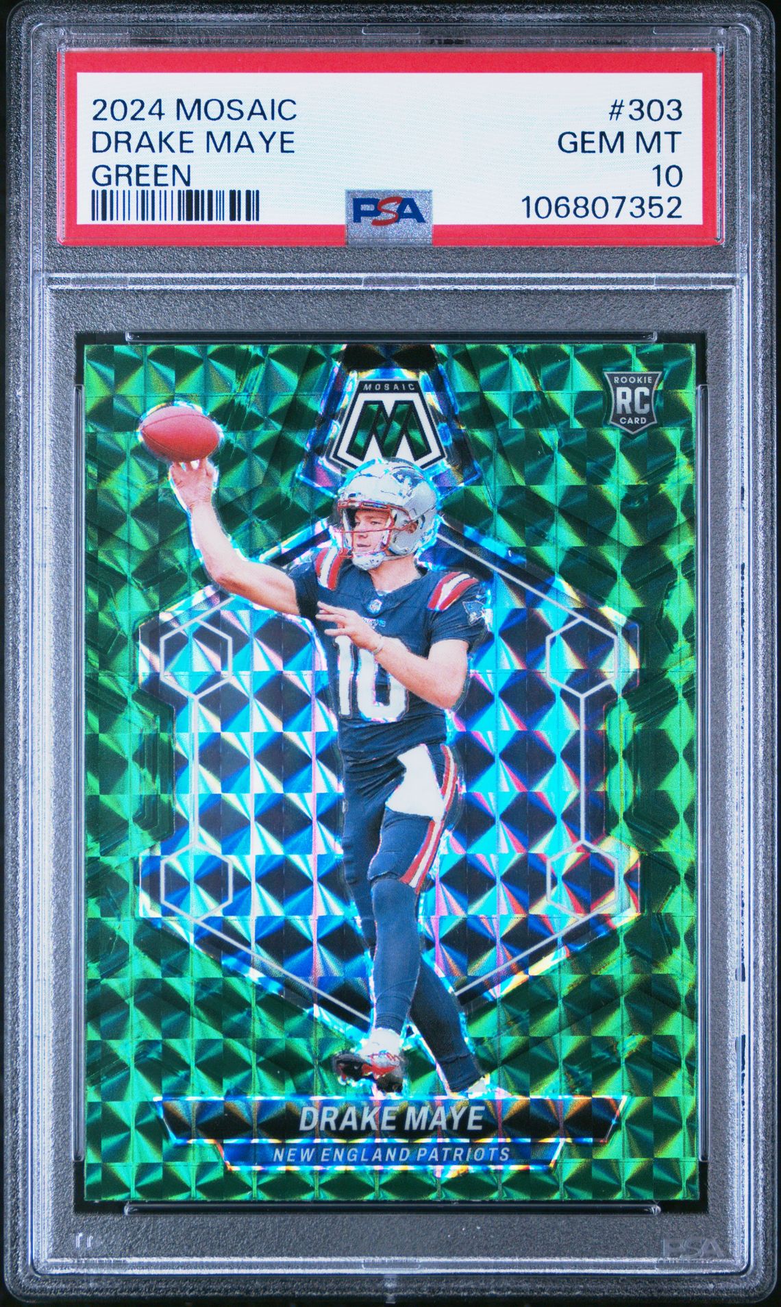 2024 Panini Mosaic Drake Maye #303 (Green) Gem Mt 10 front