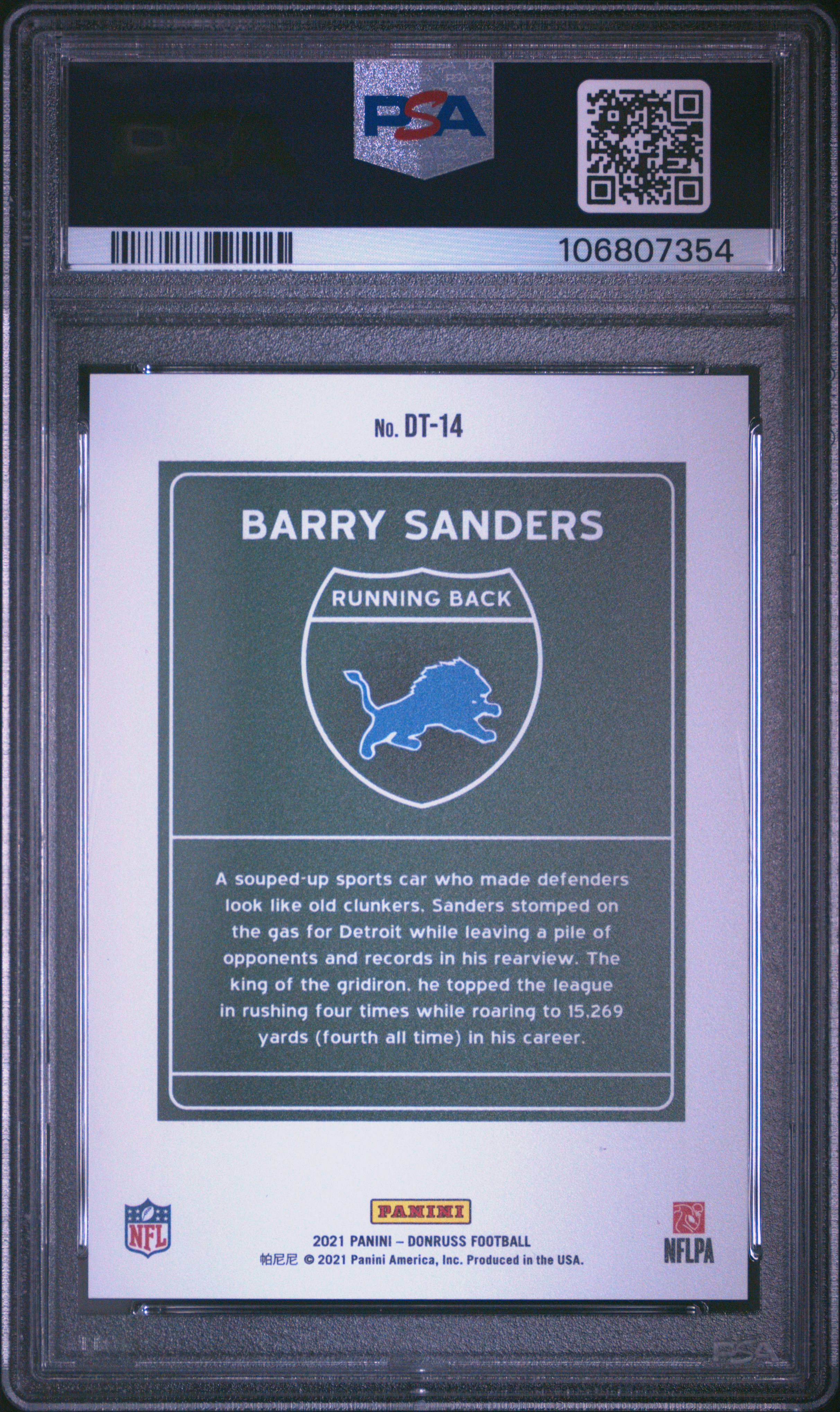 2021 Panini Donruss Downtown Barry Sanders #Dt-14 (Downtown!) Mint 9 back